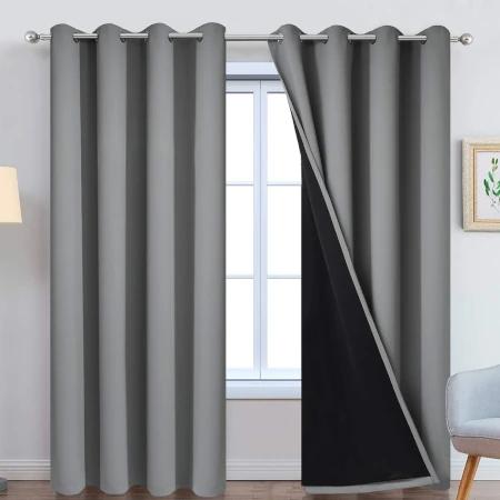 Cortinas Yakamok 100% blackout, painéis de cortina térmica isolados à prova de som