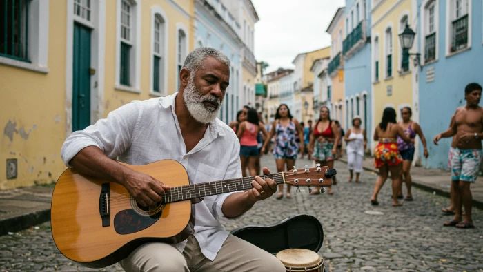 senhor joão tocando violão na bahia