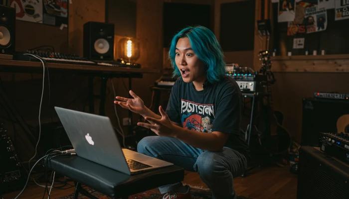 jovem músico batendo meta de crowdfunding