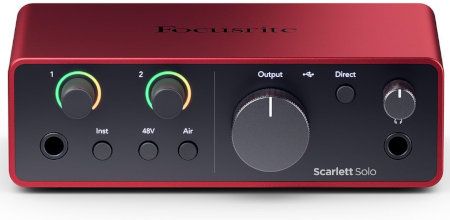 Interface de Áudio Focusrite Scarlett Solo 4th Gen - Placa de Áudio 4 Geração