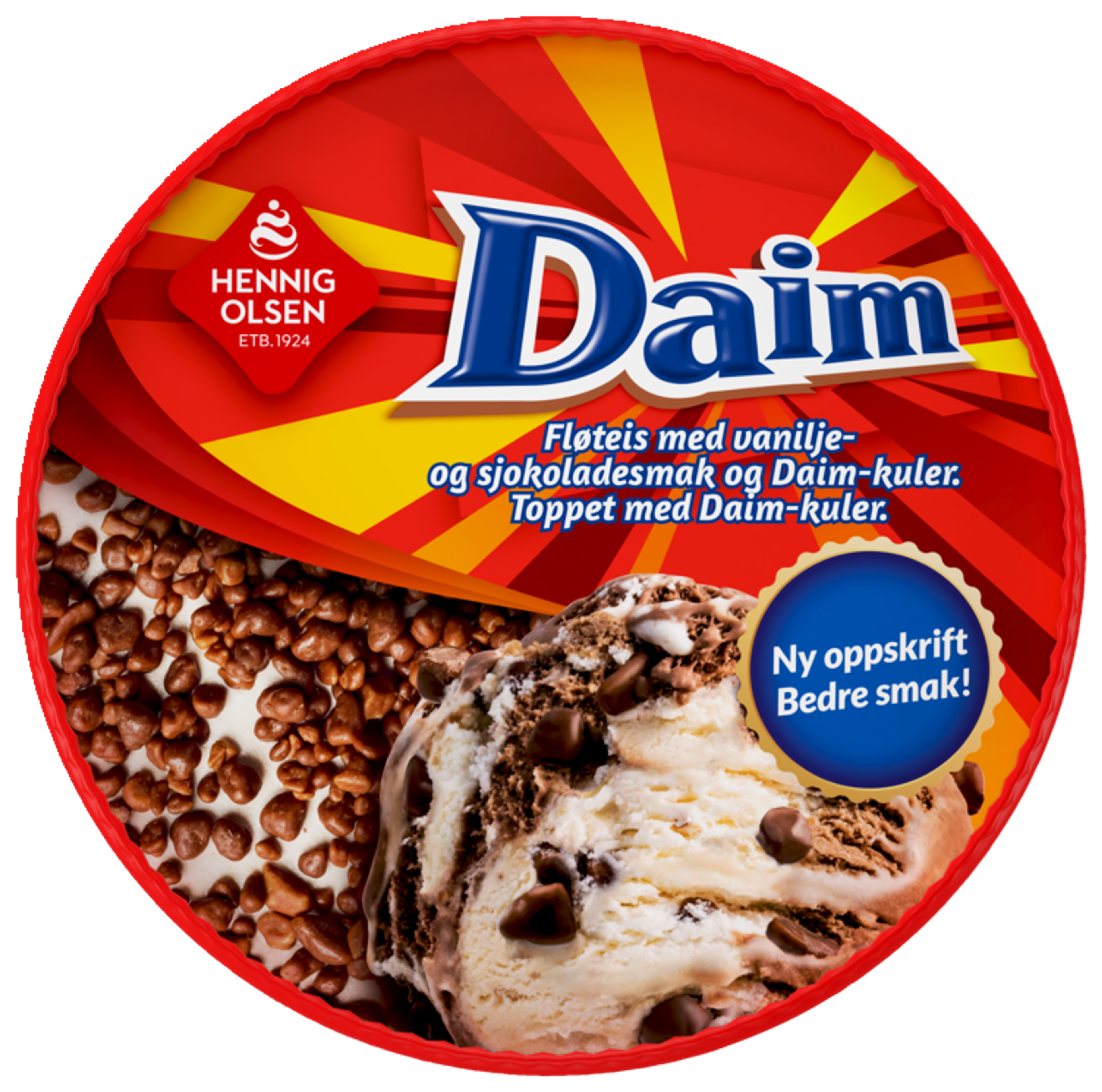 Daim Fløteis med Vaniljesmak og Sjokoladesmak med Daim Kuler i Beger 450ml - 3N