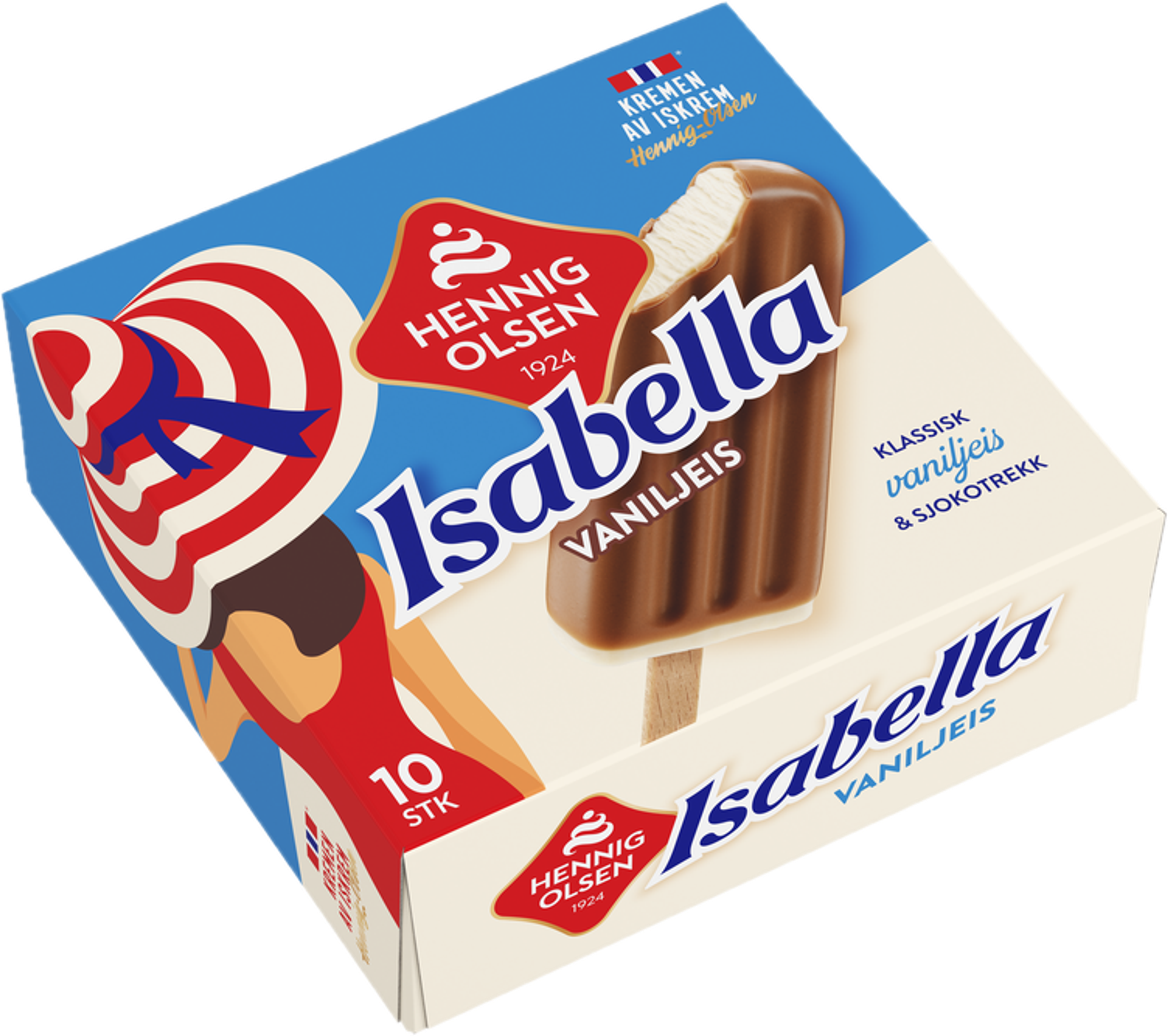 Isabella Vaniljeis med Sjokotrekk 10stk Fløteis - 1L