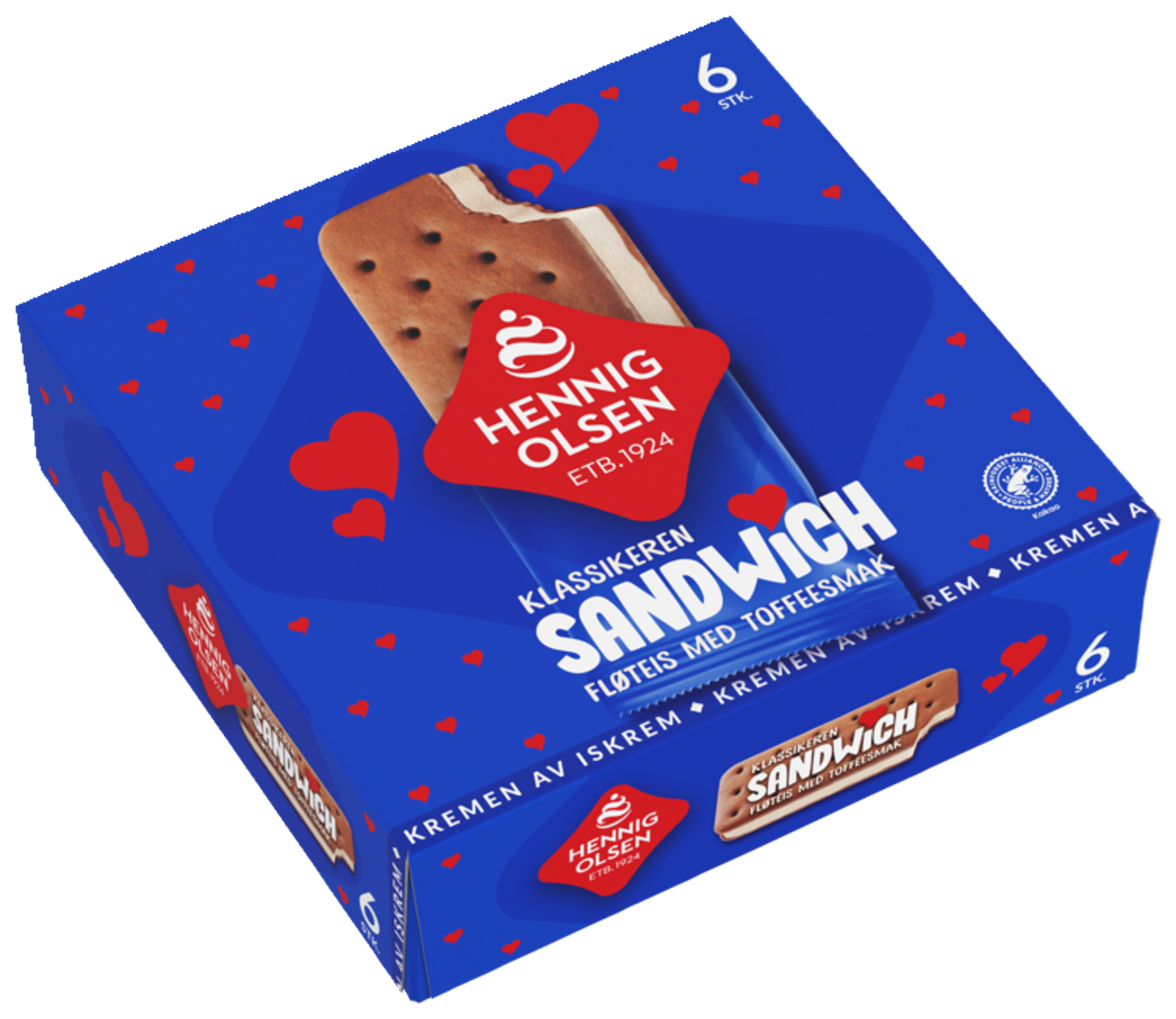 Sandwich 6stk Fløteis med Toffeesmak og Kjeks - 1L