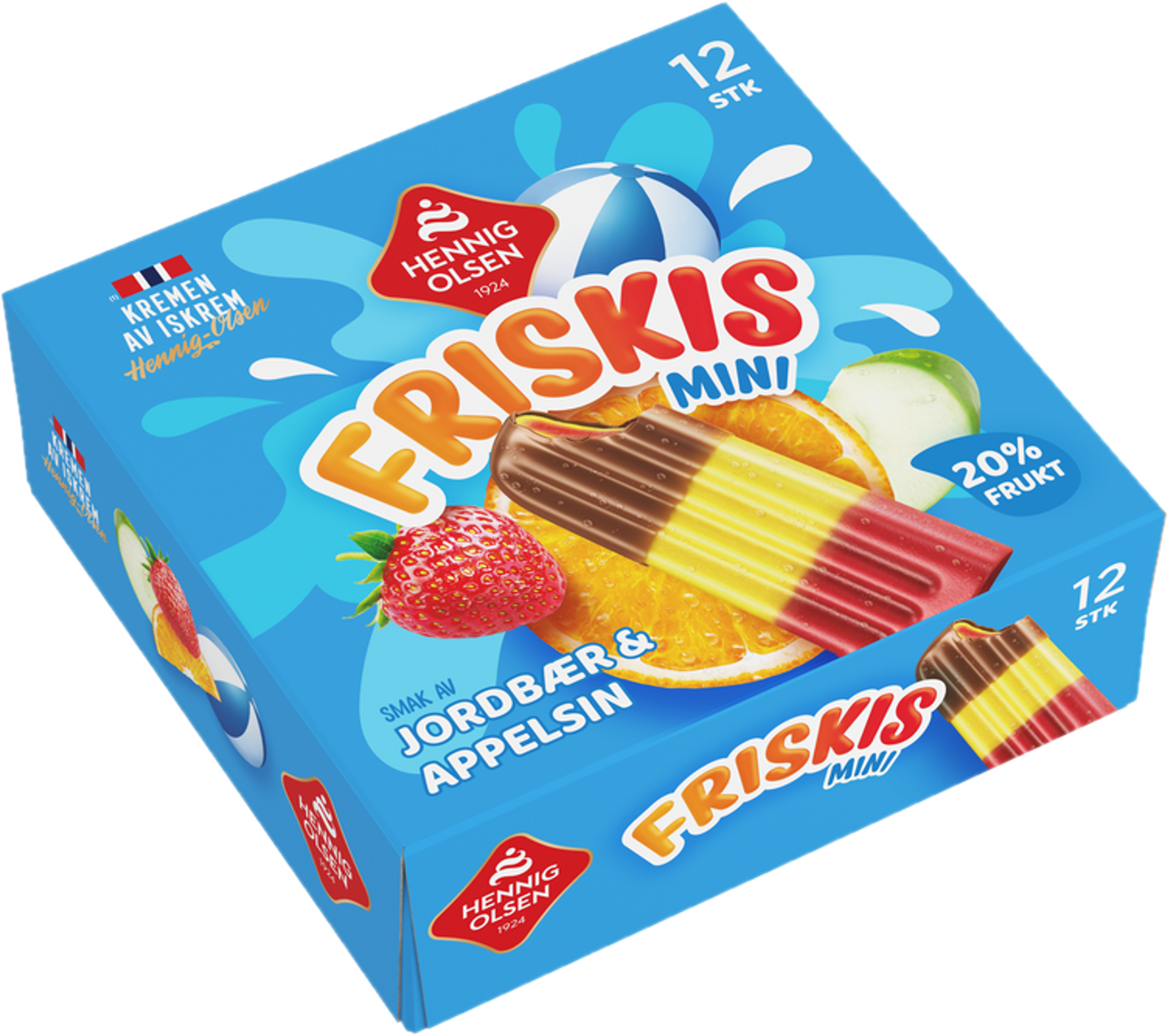 Friskis Appelsin og Jordbær Fruktis 12stk 20% Frukt - 1L