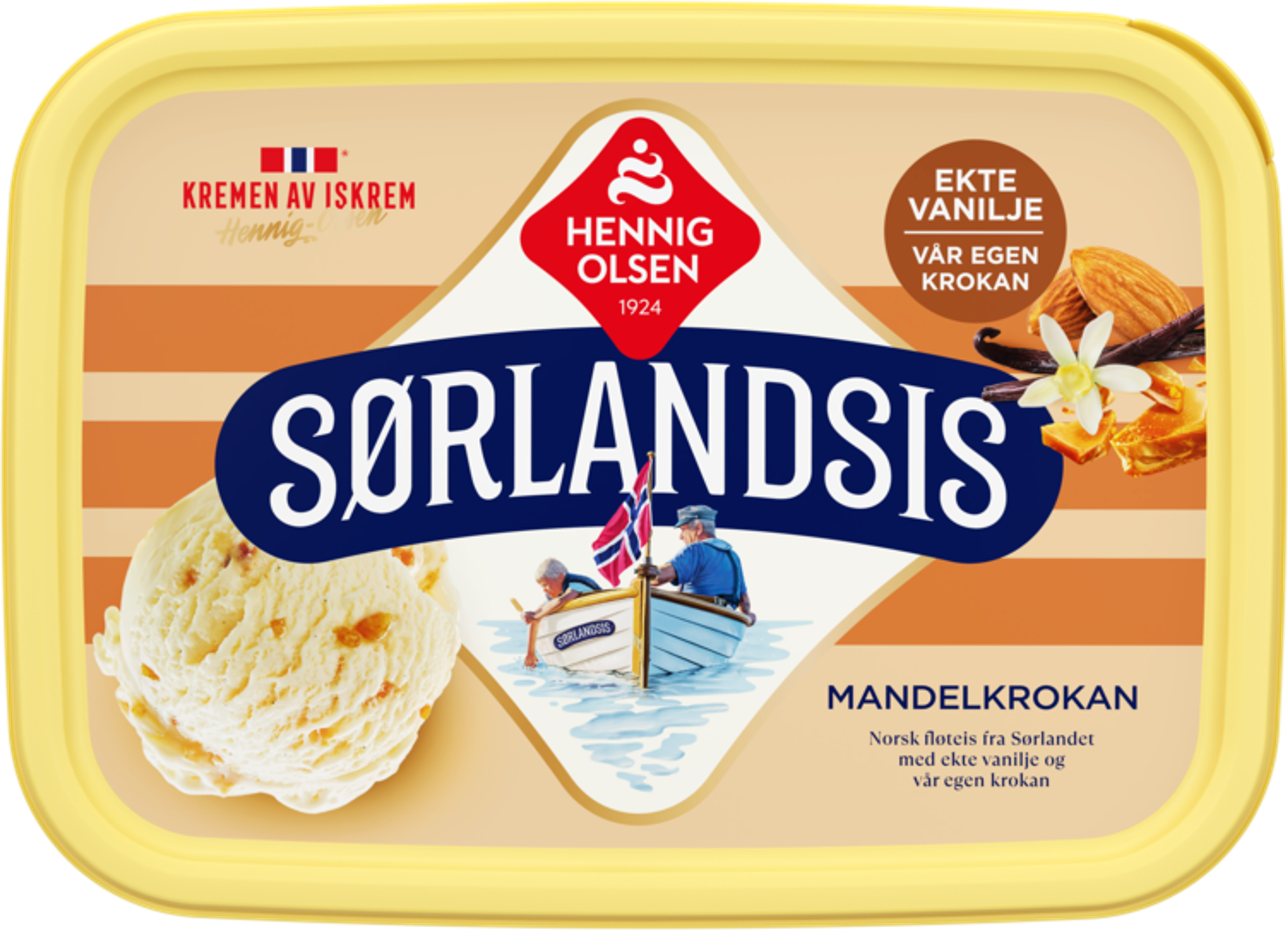 Sørlandsis Mandelkrokan med Ekte Vanilje 1l - 1N