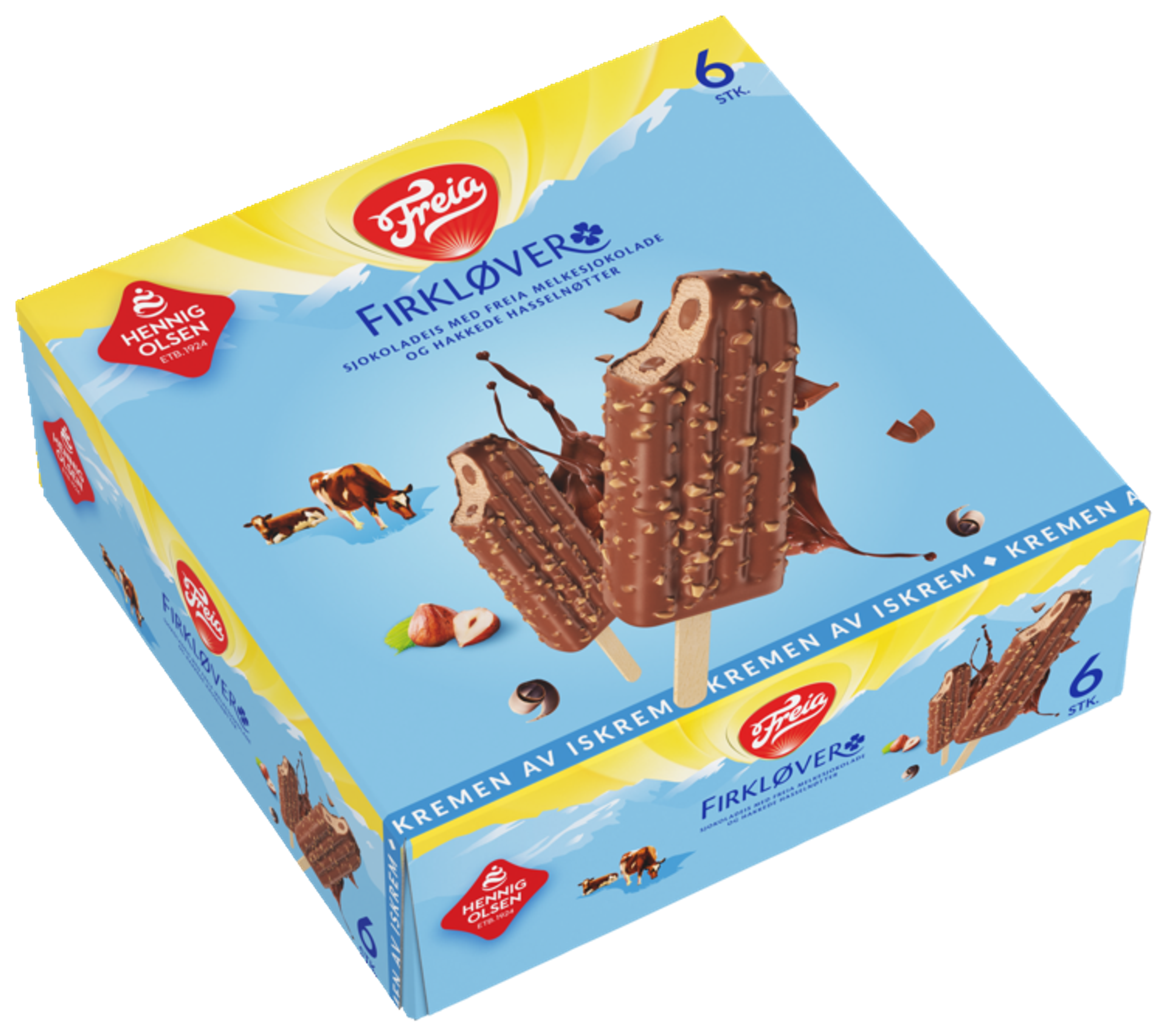 Freia Firkløver 6pk Sjokolade- og Hasselnøttis - 1L