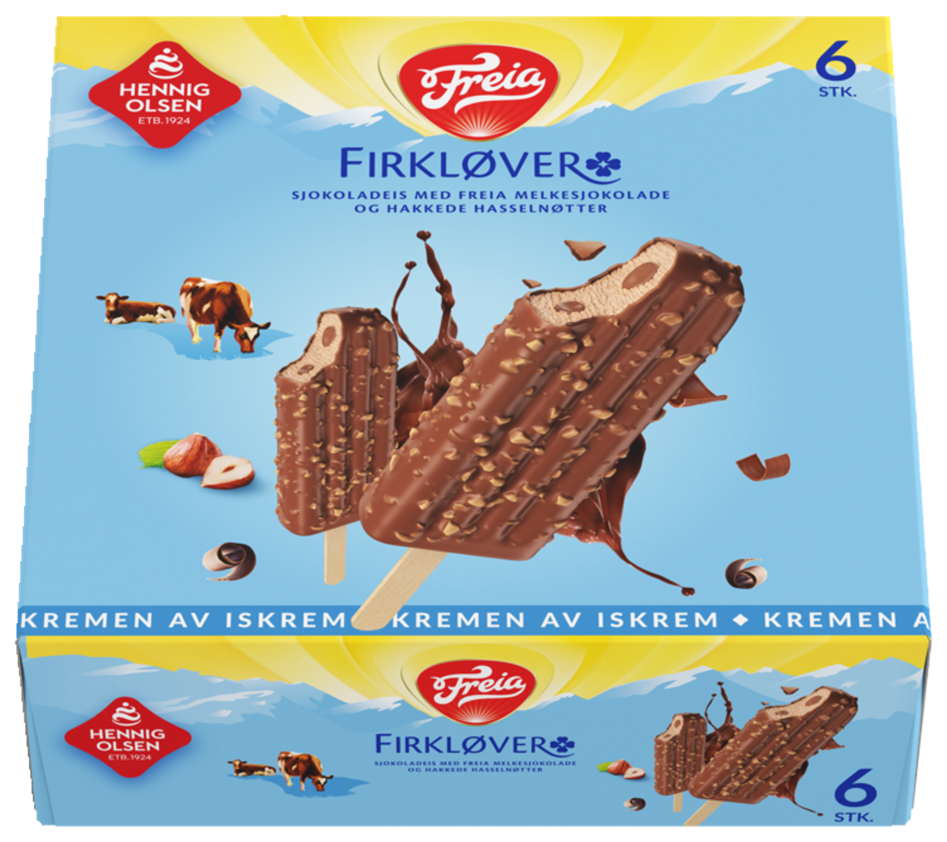 Freia Firkløver 6pk Sjokolade- og Hasselnøttis - 1C