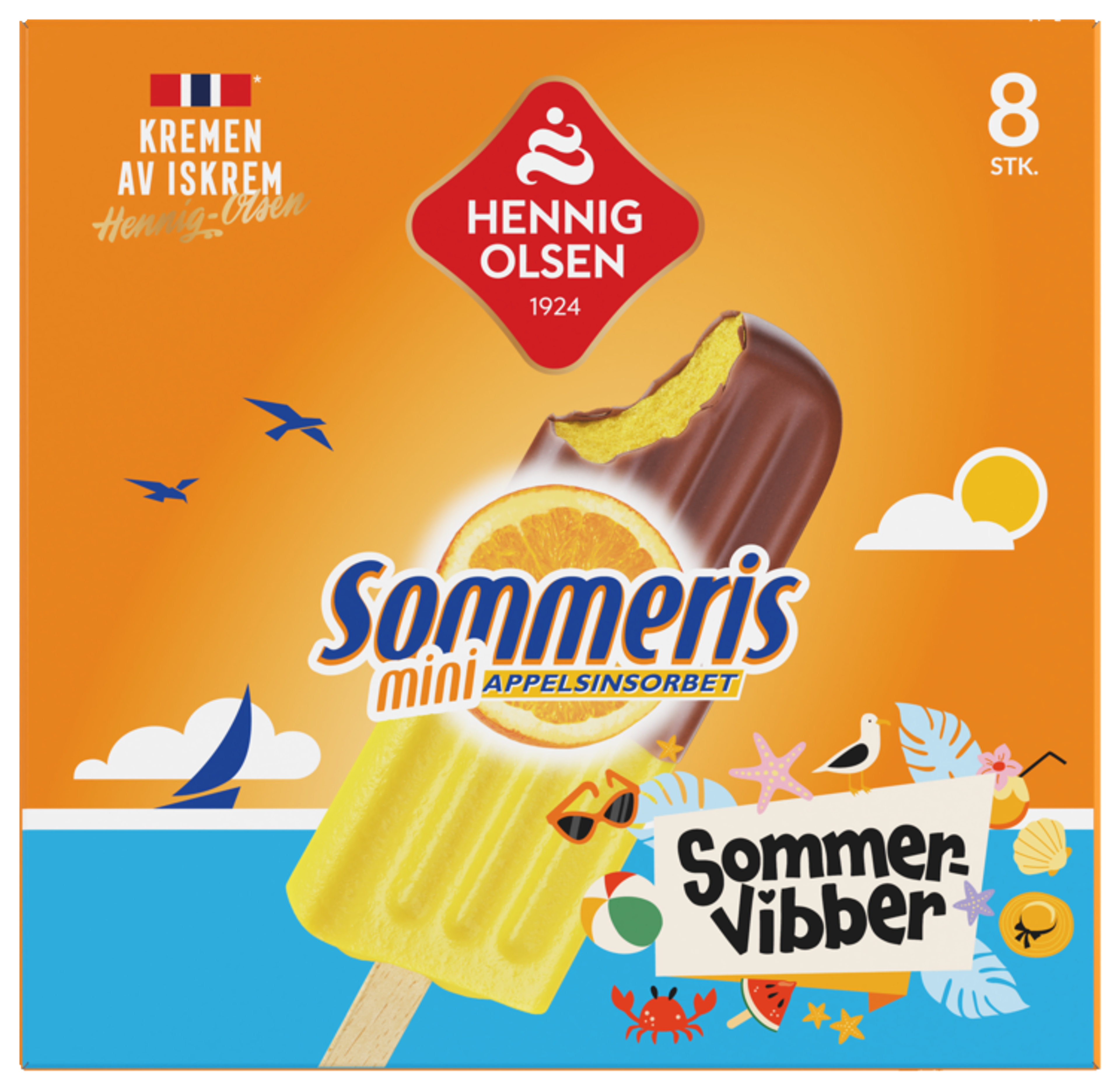 Sommeris 8pk Sommervibber Appelsinsorbet - 1N