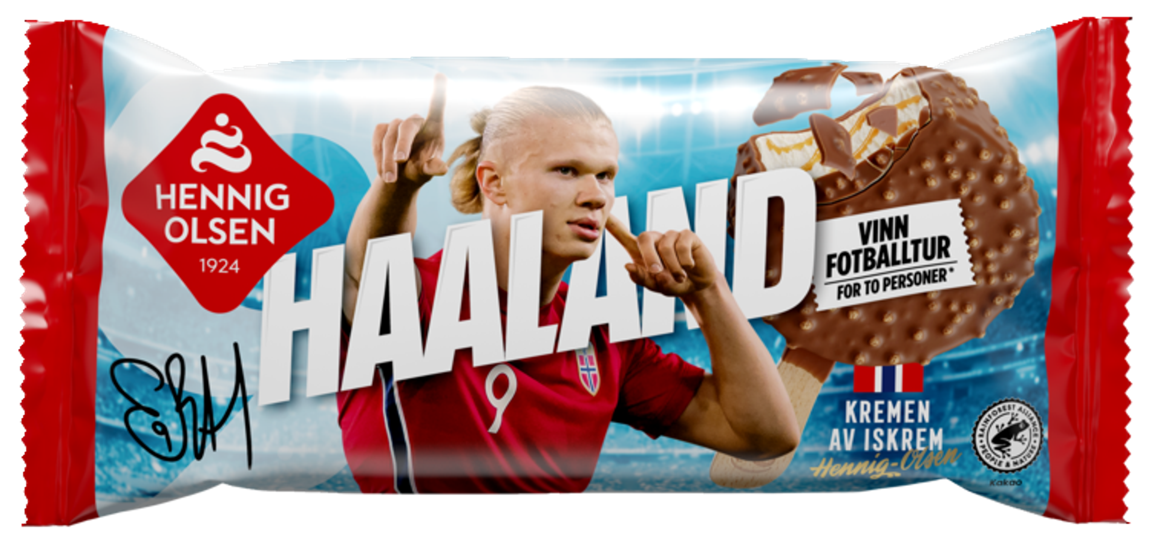 Haaland-is Fløteis med Vaniljesmak, Karamellsaus Dyppet i Sjokolade med Crispkuler - 1N