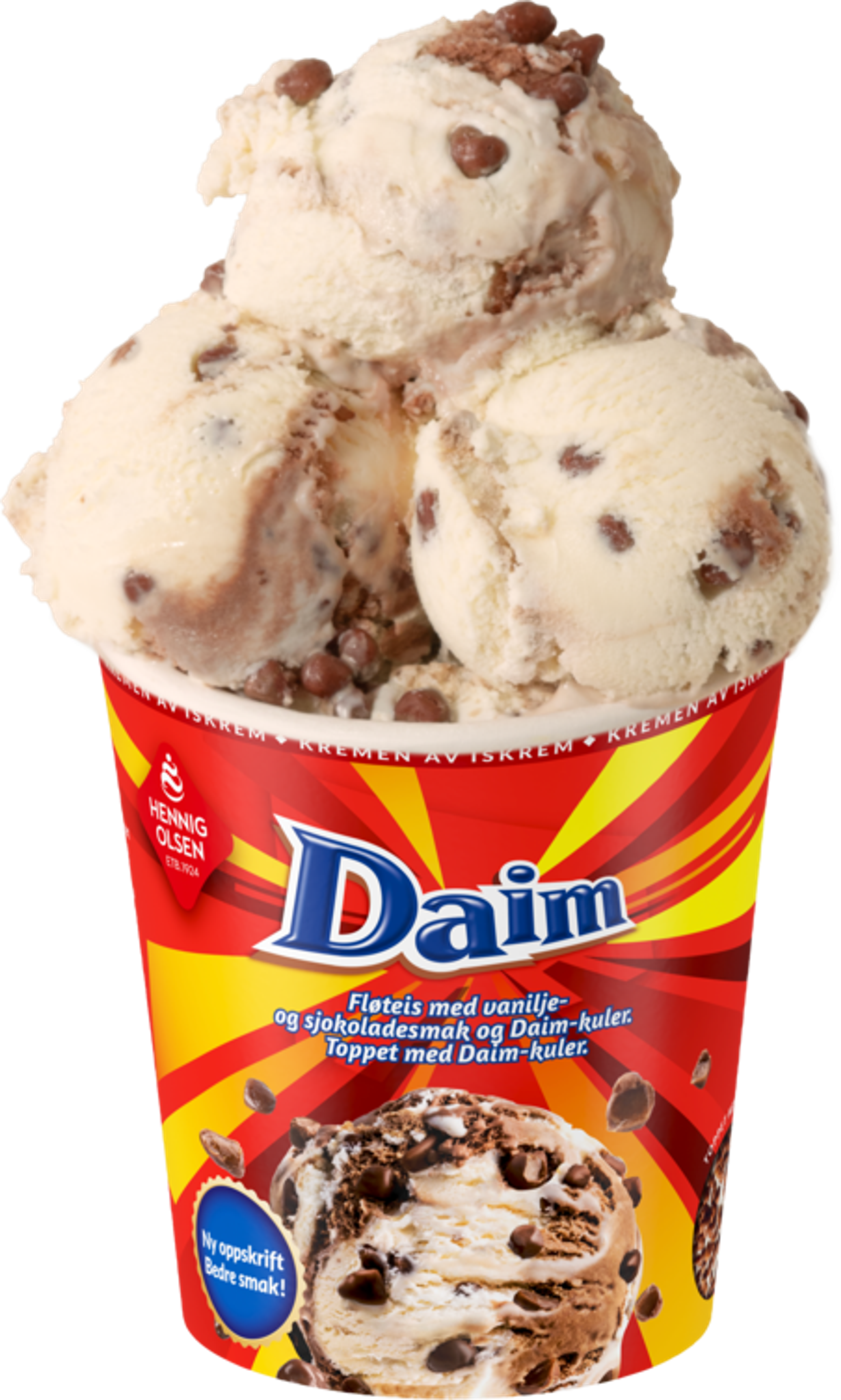 Daim Fløteis med Vaniljesmak og Sjokoladesmak med Daim Kuler i Beger 450ml - 1X