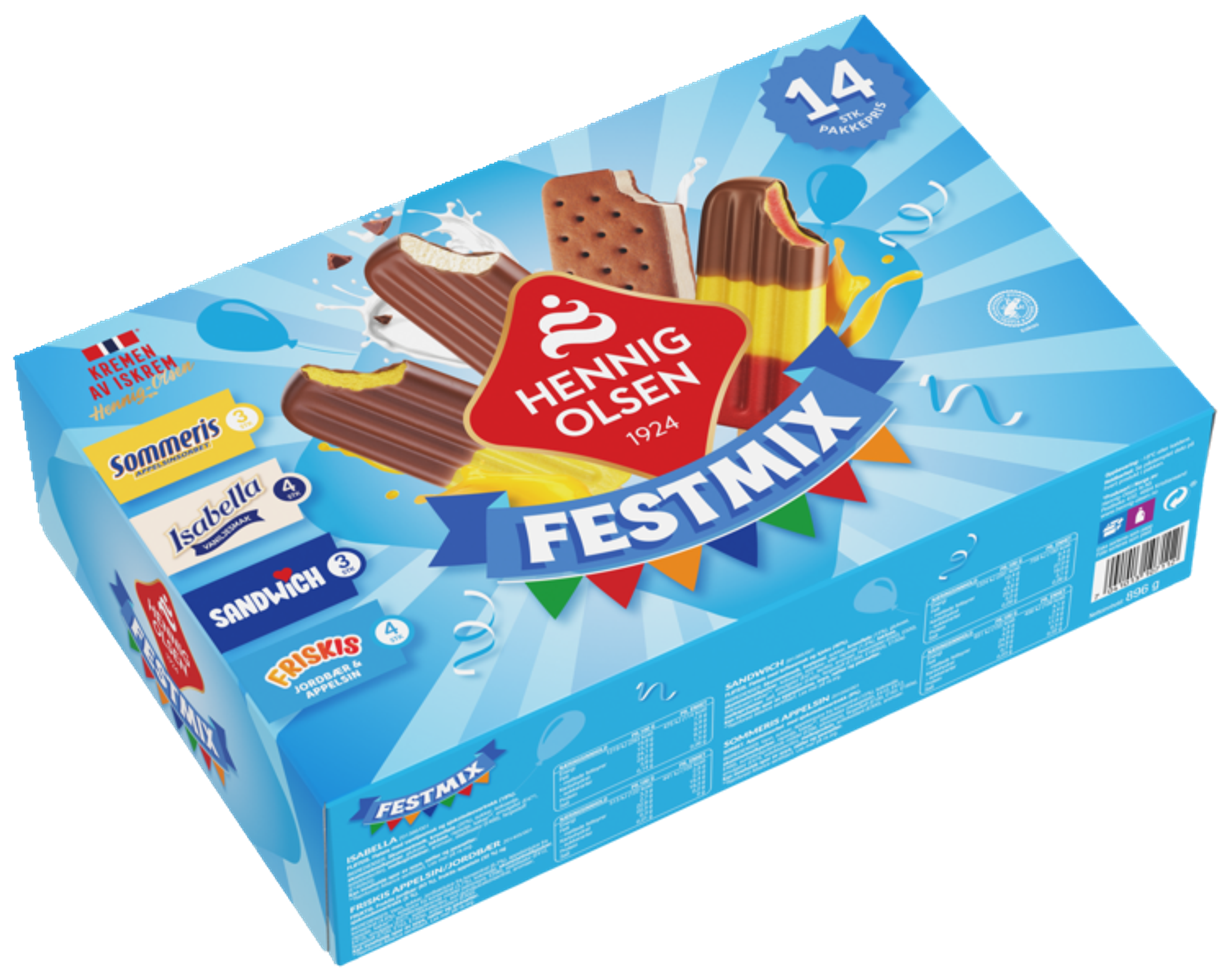 Festmix Fløteis & Fruktis 14stk - 1L