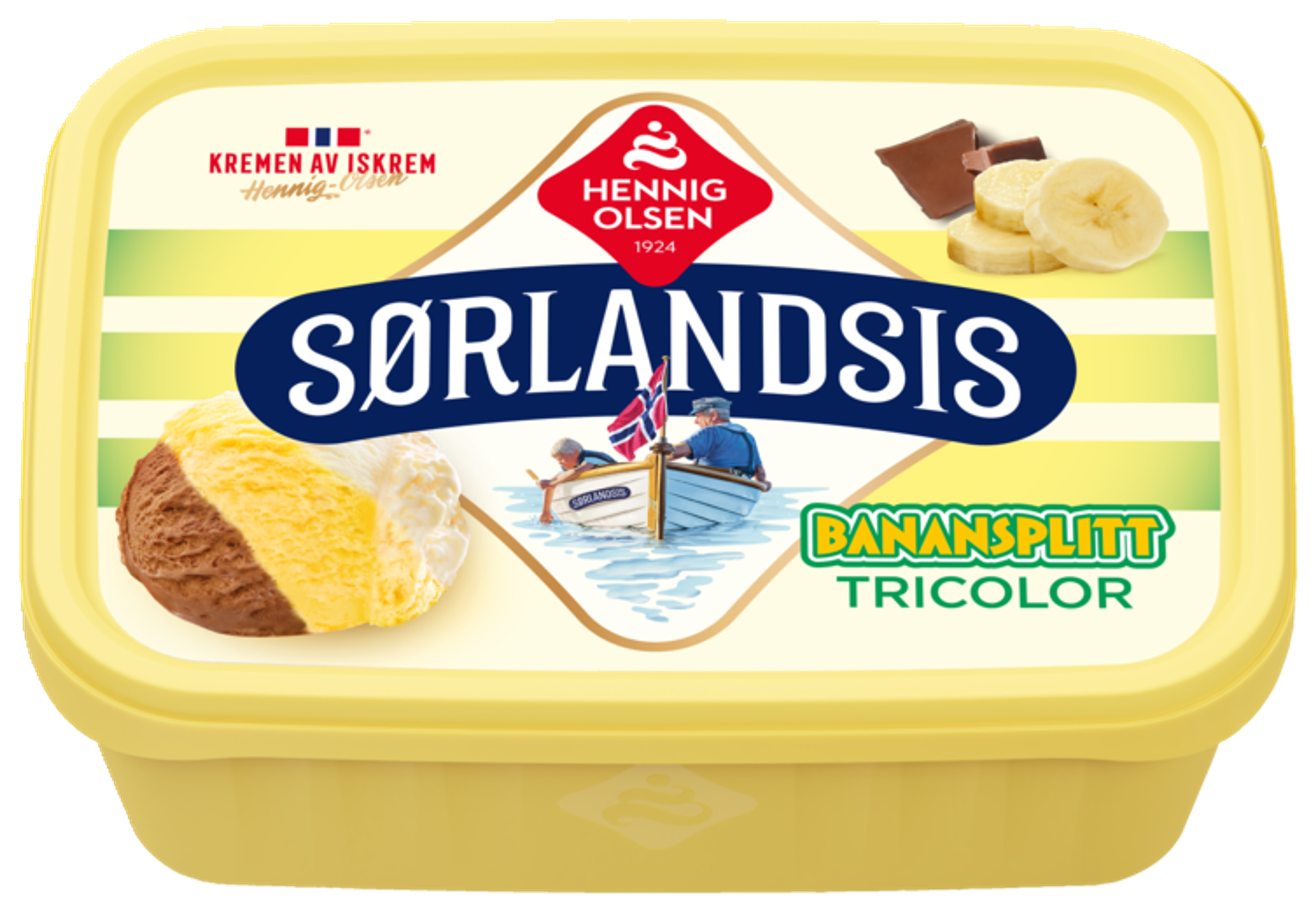 Sørlandsis Banansplitt Tricolor Fløteis 1,2l - 1C