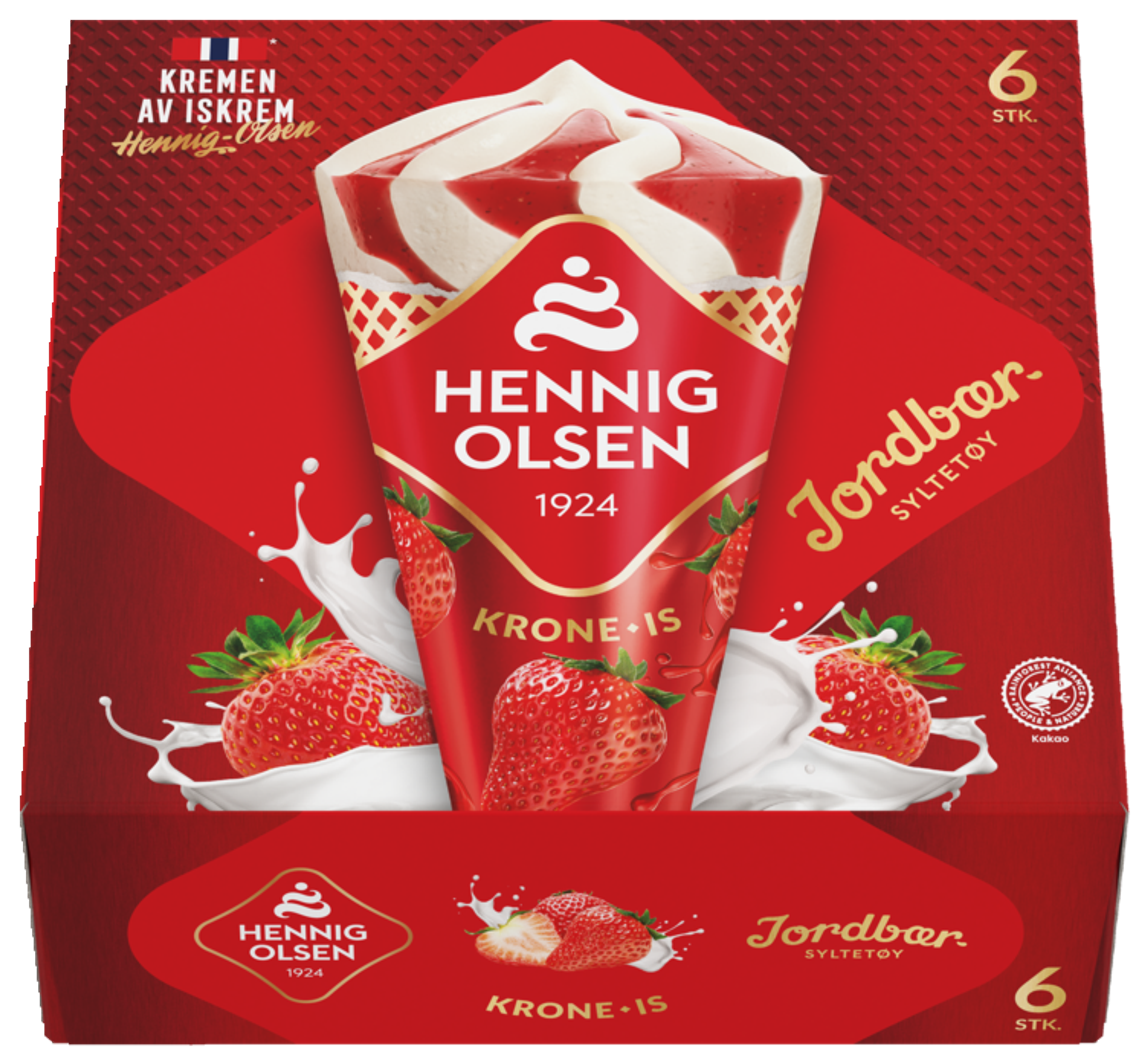 Krone-is Jordbær 6stk Multipack