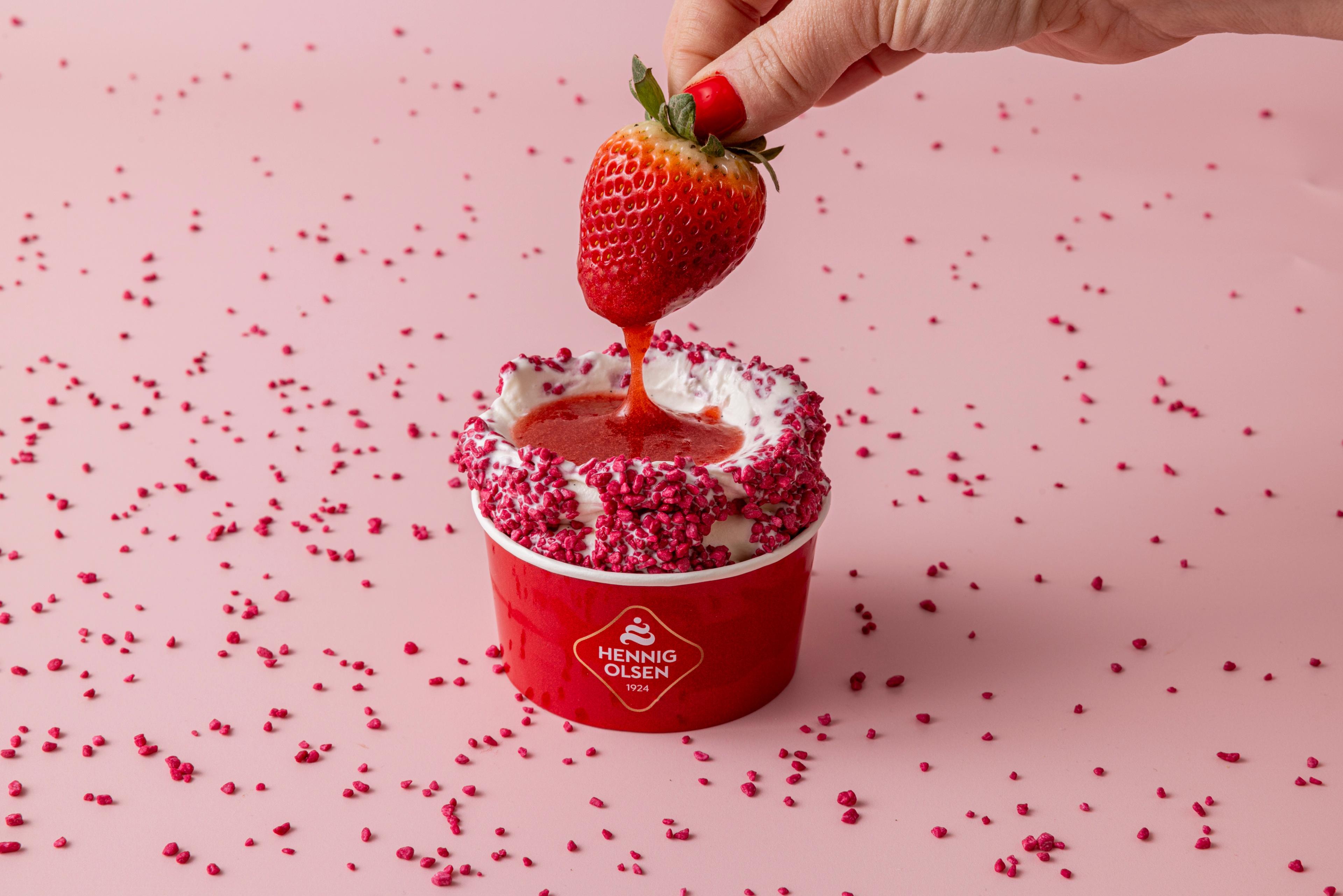 Softisvulkan med jordbær