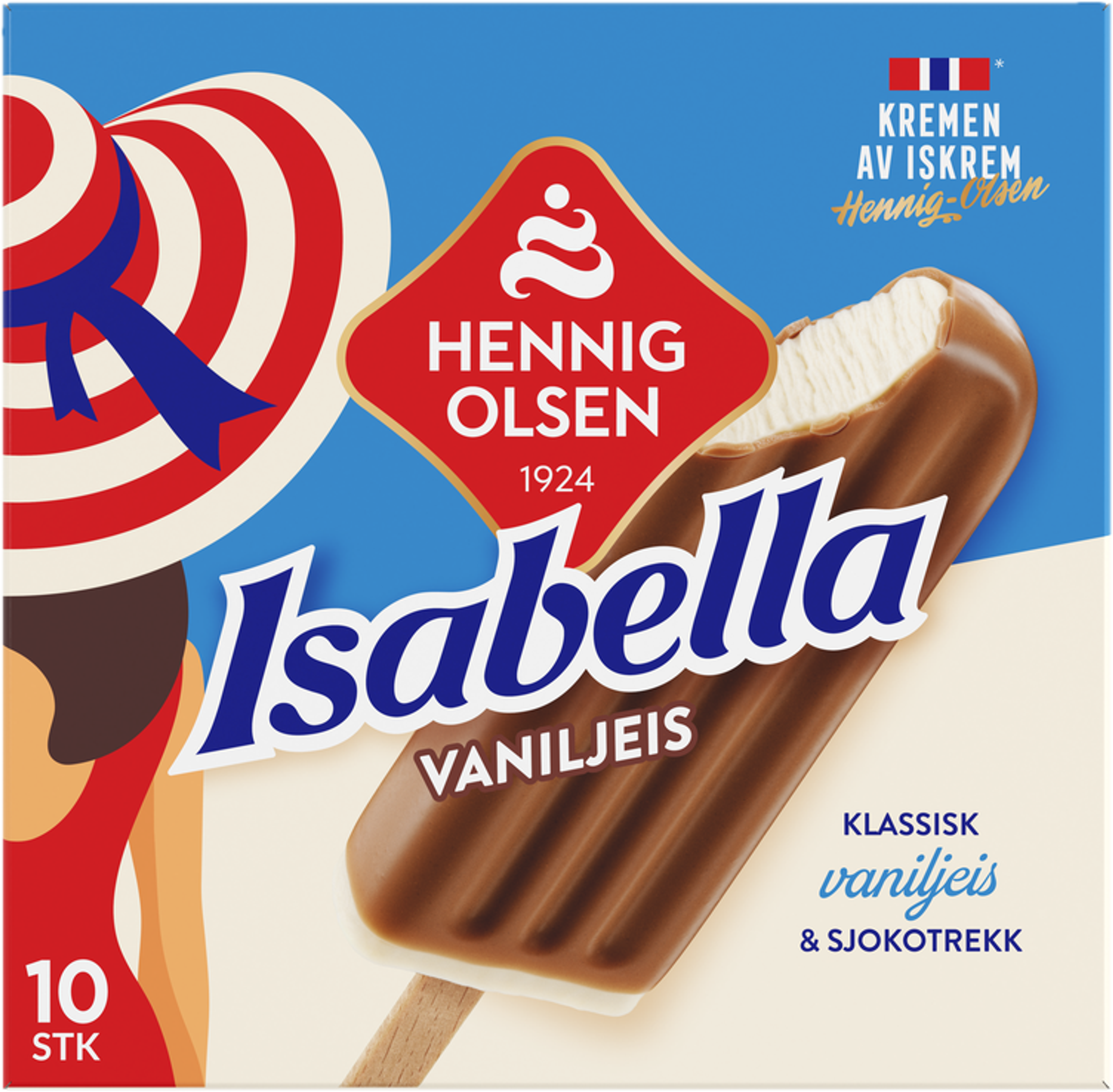 Isabella Vaniljeis med Sjokotrekk 10stk Fløteis - 1N