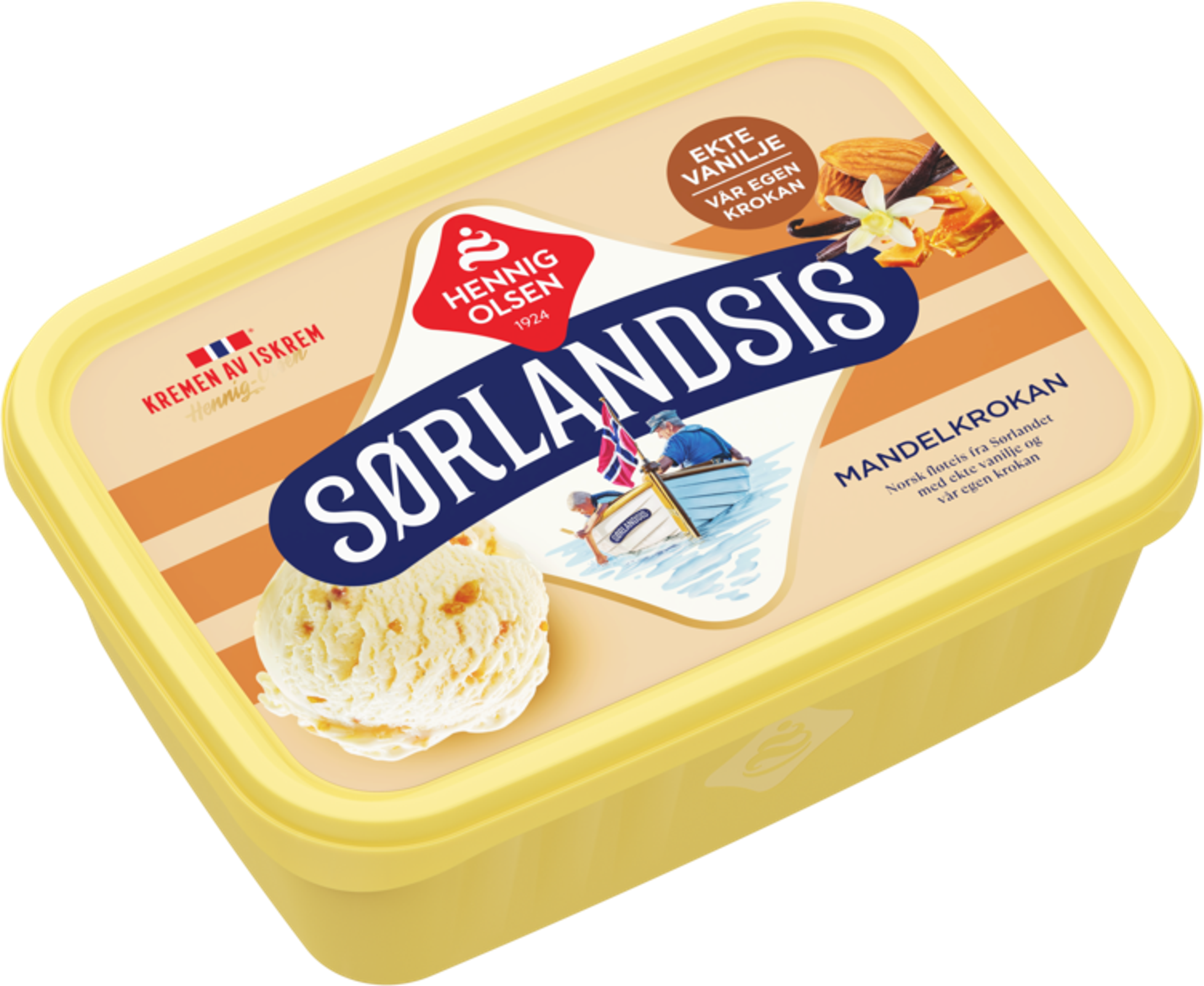 Sørlandsis Mandelkrokan med Ekte Vanilje 1l - 1L
