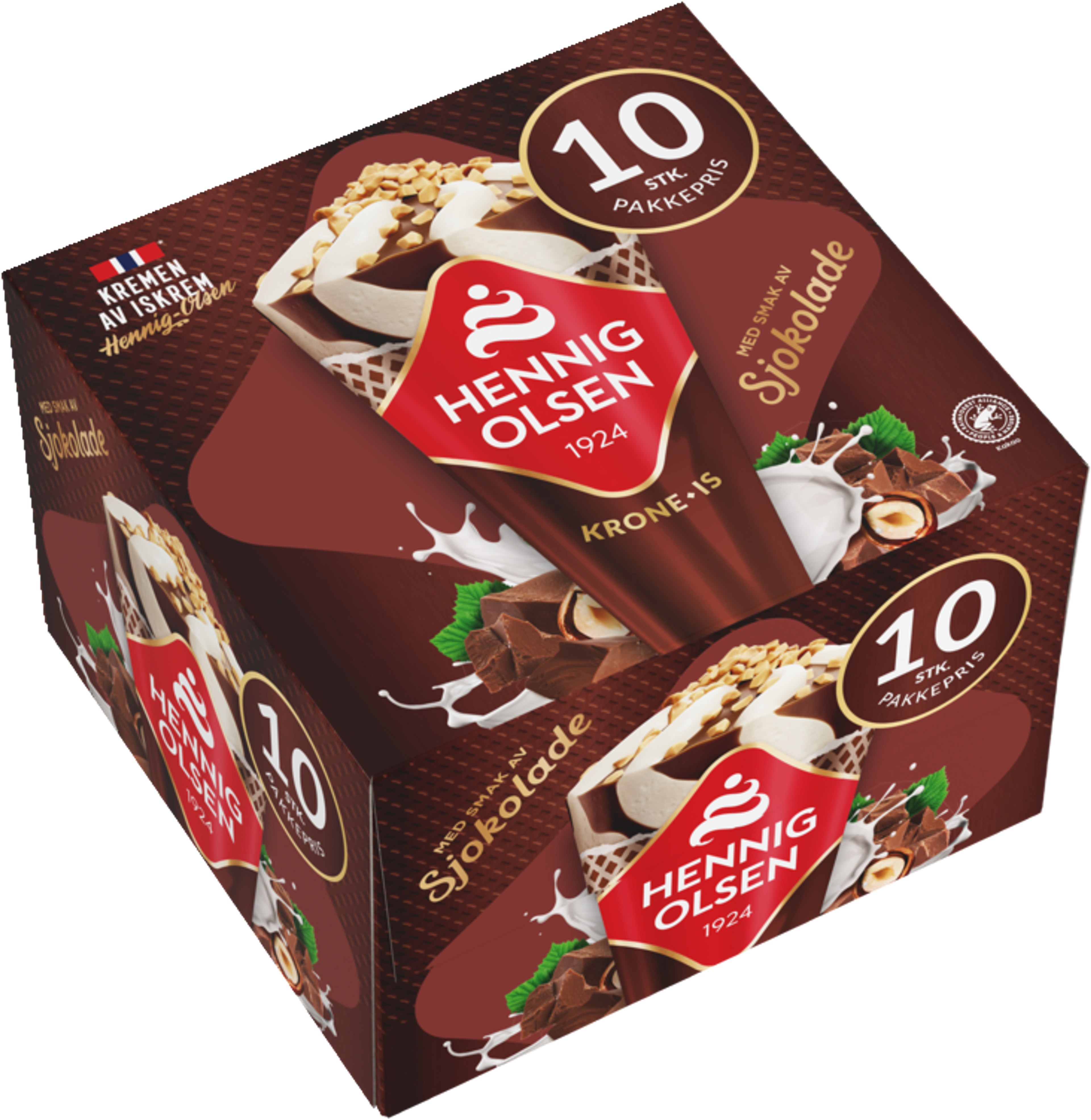 Krone-is Sjokoladesmak 10stk Fløteis - 1L
