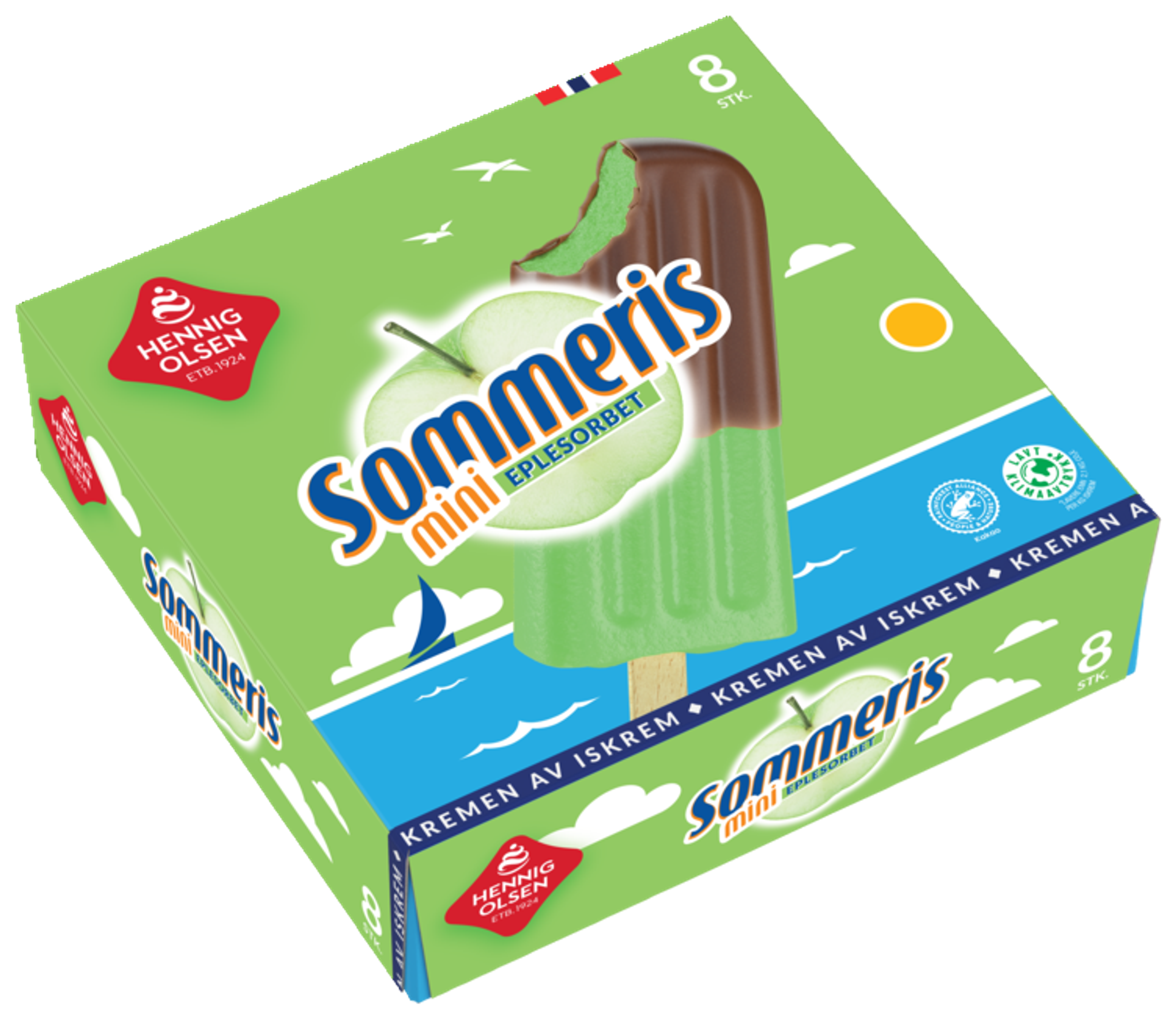 Sommeris 8stk Eplesorbet med Sjokoladeovertrekk - 1L