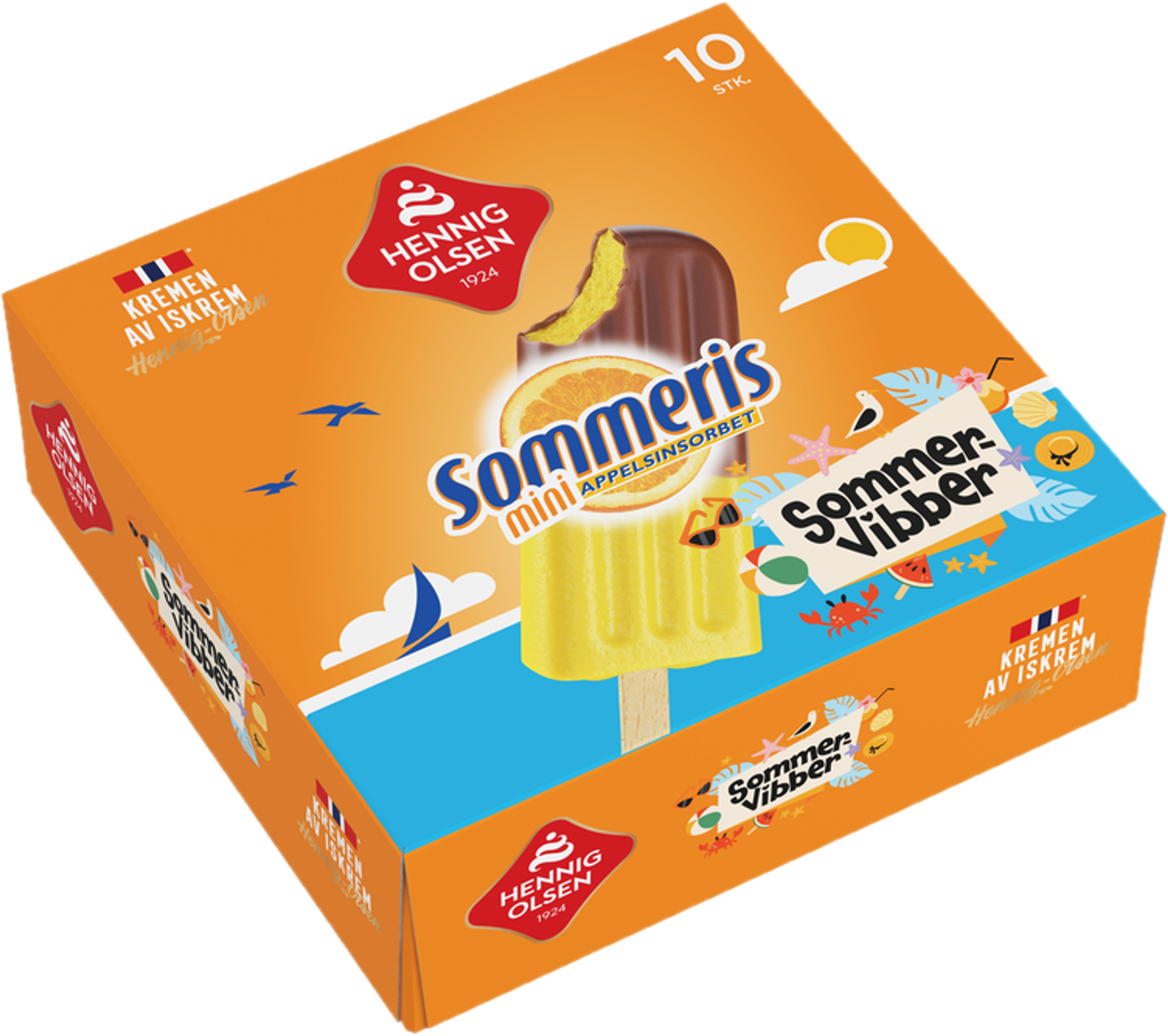 Sommeris 10stk Appelsinsorbet med Sjokotrekk - 1L
