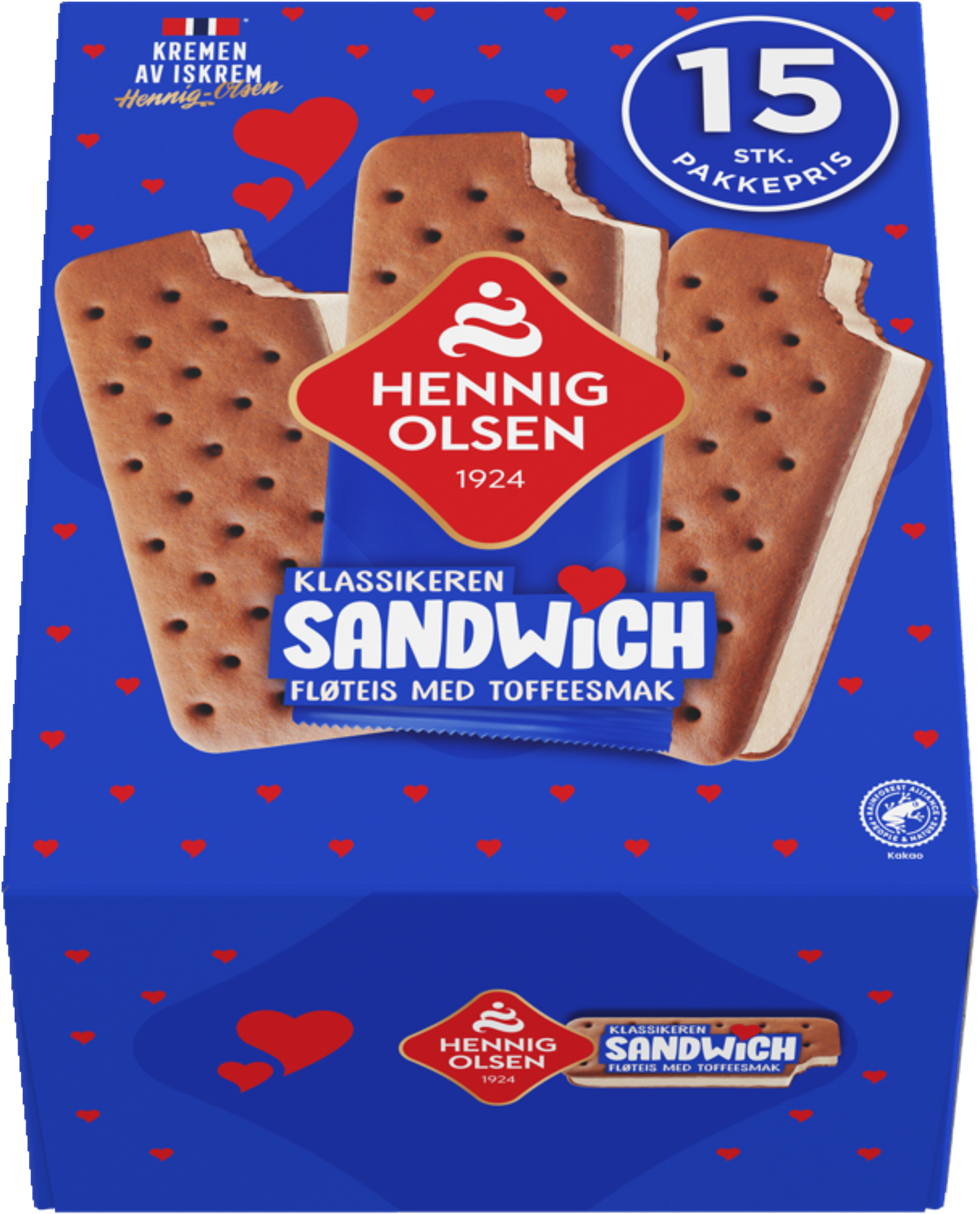 Sandwich 15stk Fløteis med Toffeesmak og Kjeks - 1C