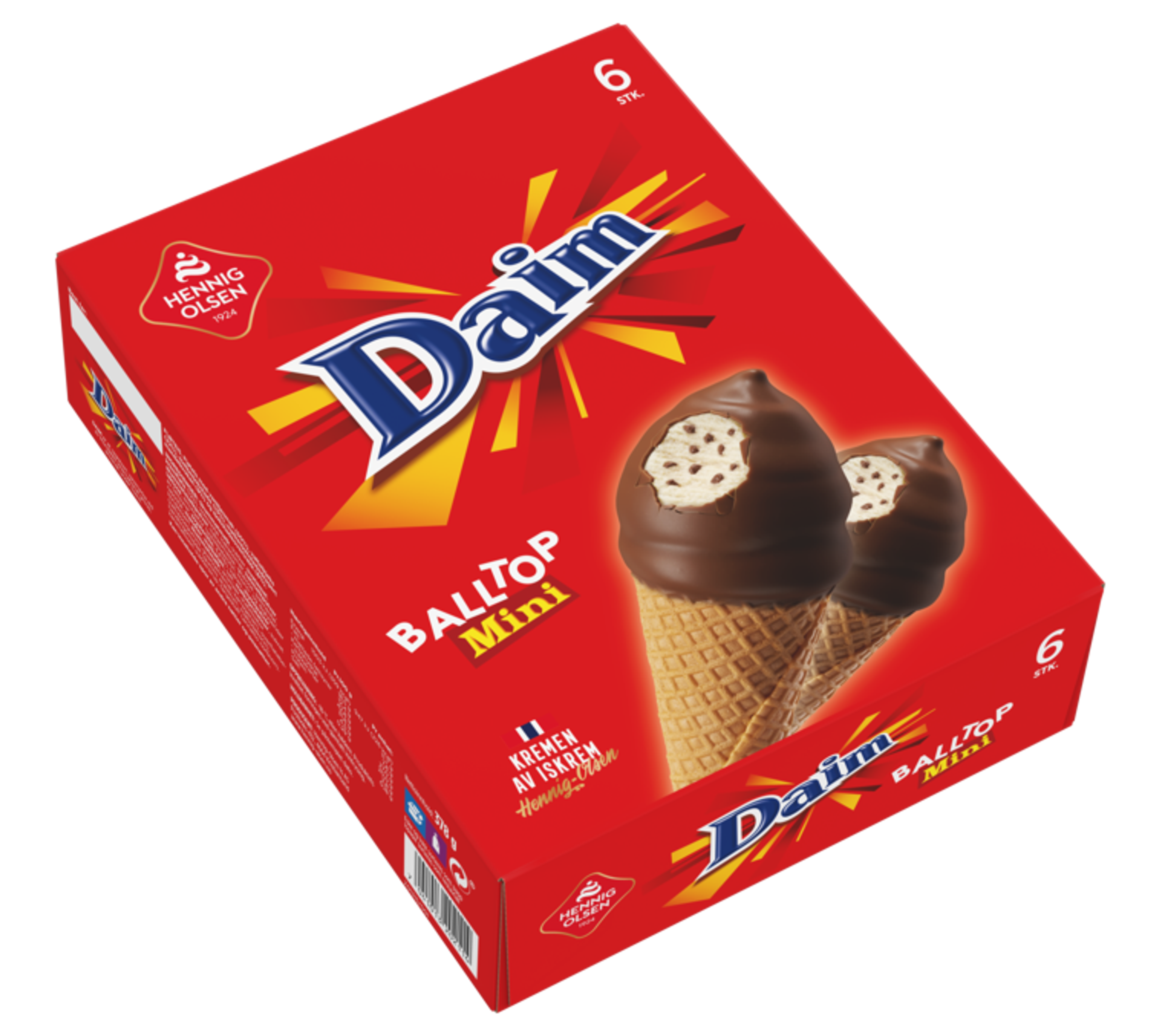 Daim Balltop Mini 6 Stk, Fløteis - 1L