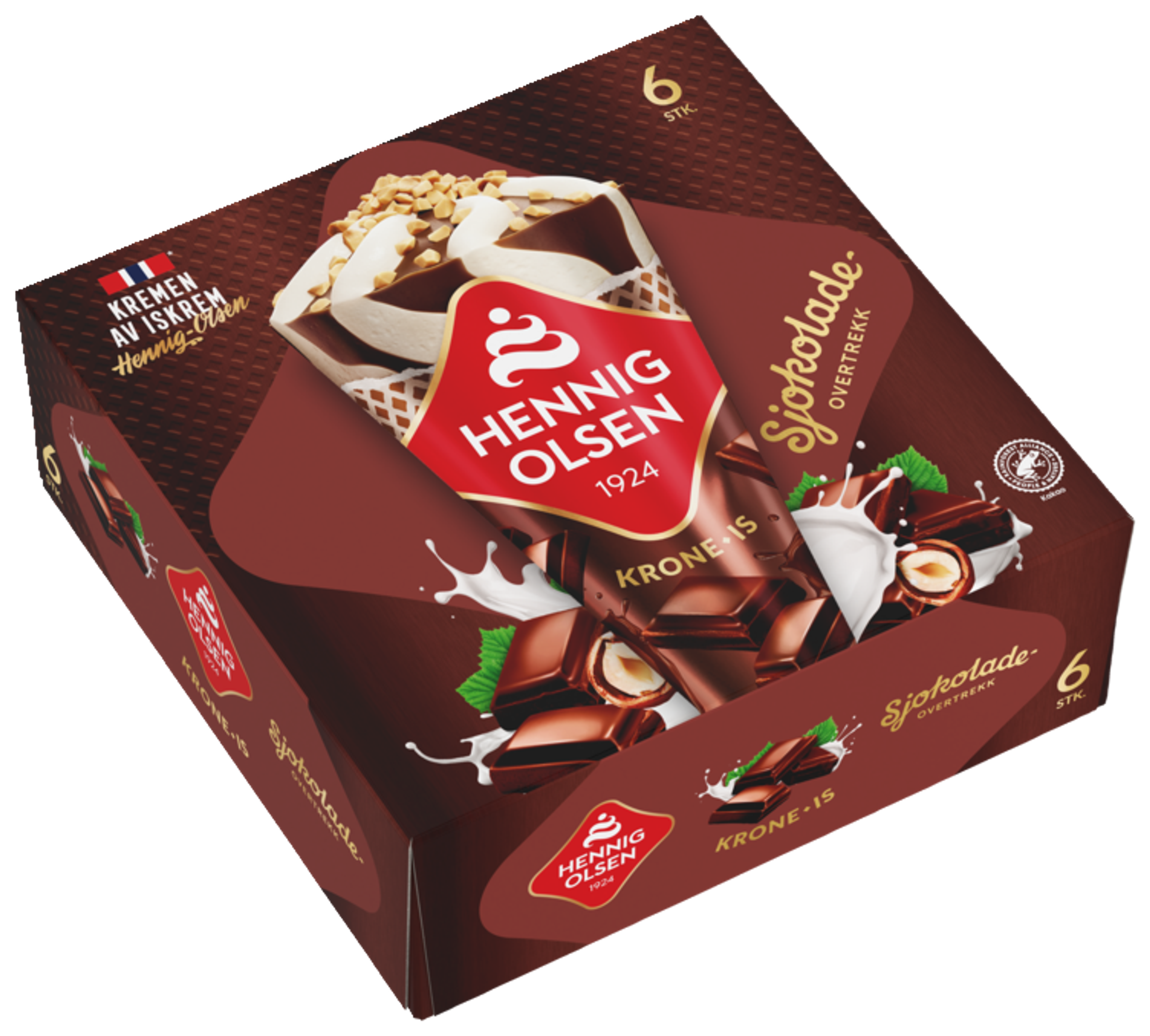 Krone-is Sjokolade 6stk Multipack - 1L