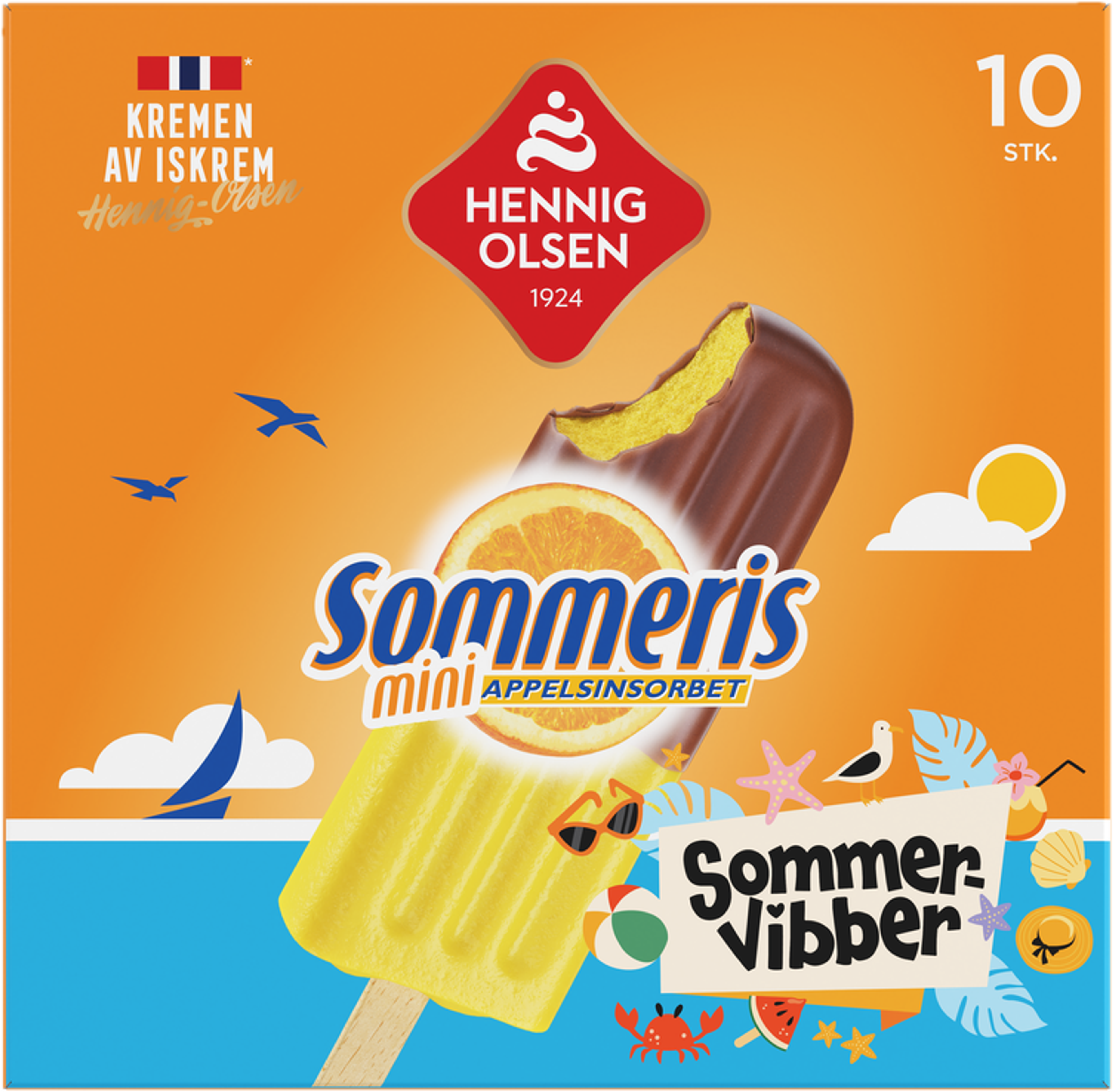 Sommeris 10stk Appelsinsorbet med Sjokotrekk - 1N