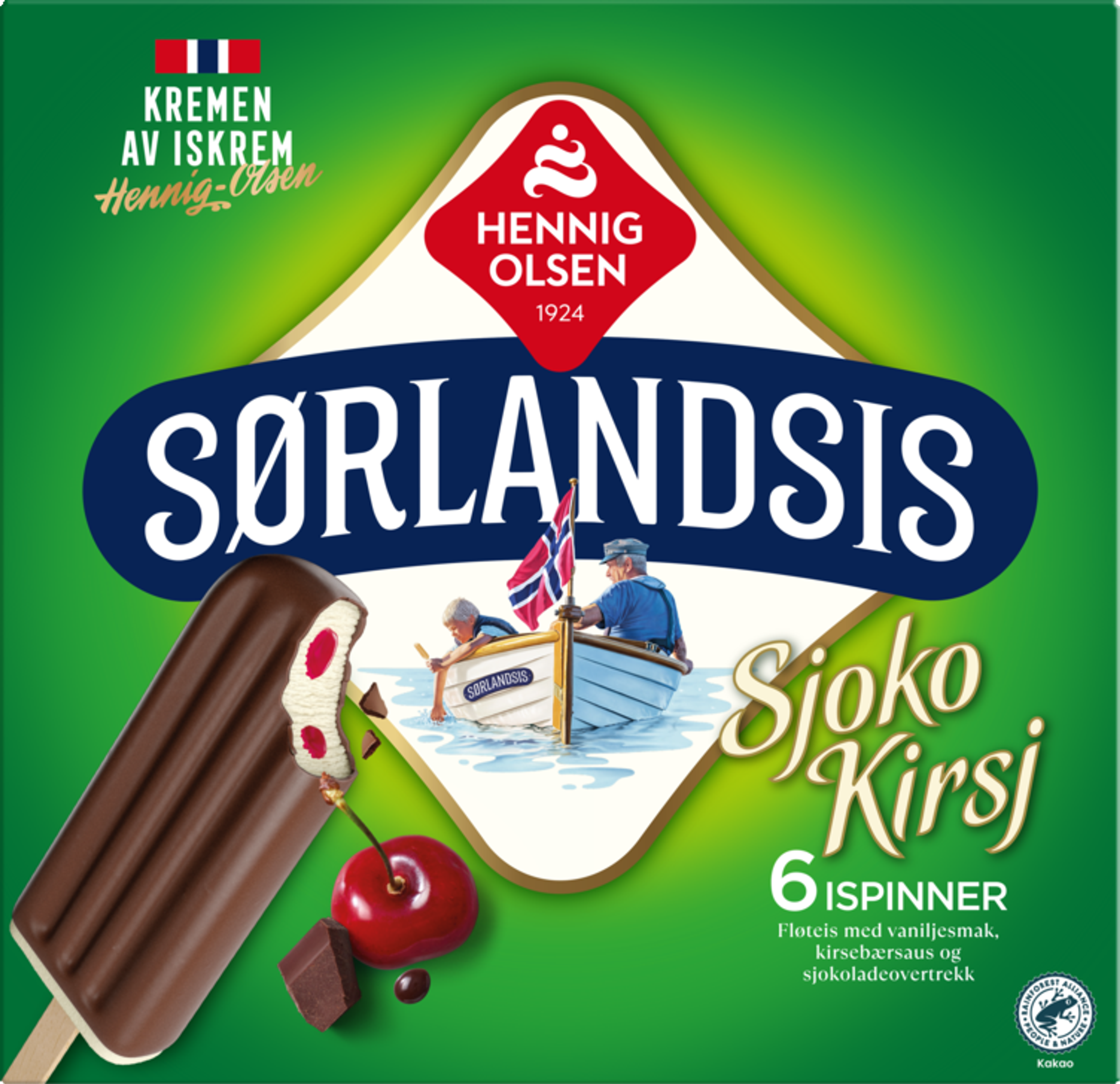 Sørlandsis Sjokokirsj 6stk Fløteis med Sjokoladeovertrekk og Kirsebærsaus - 1N