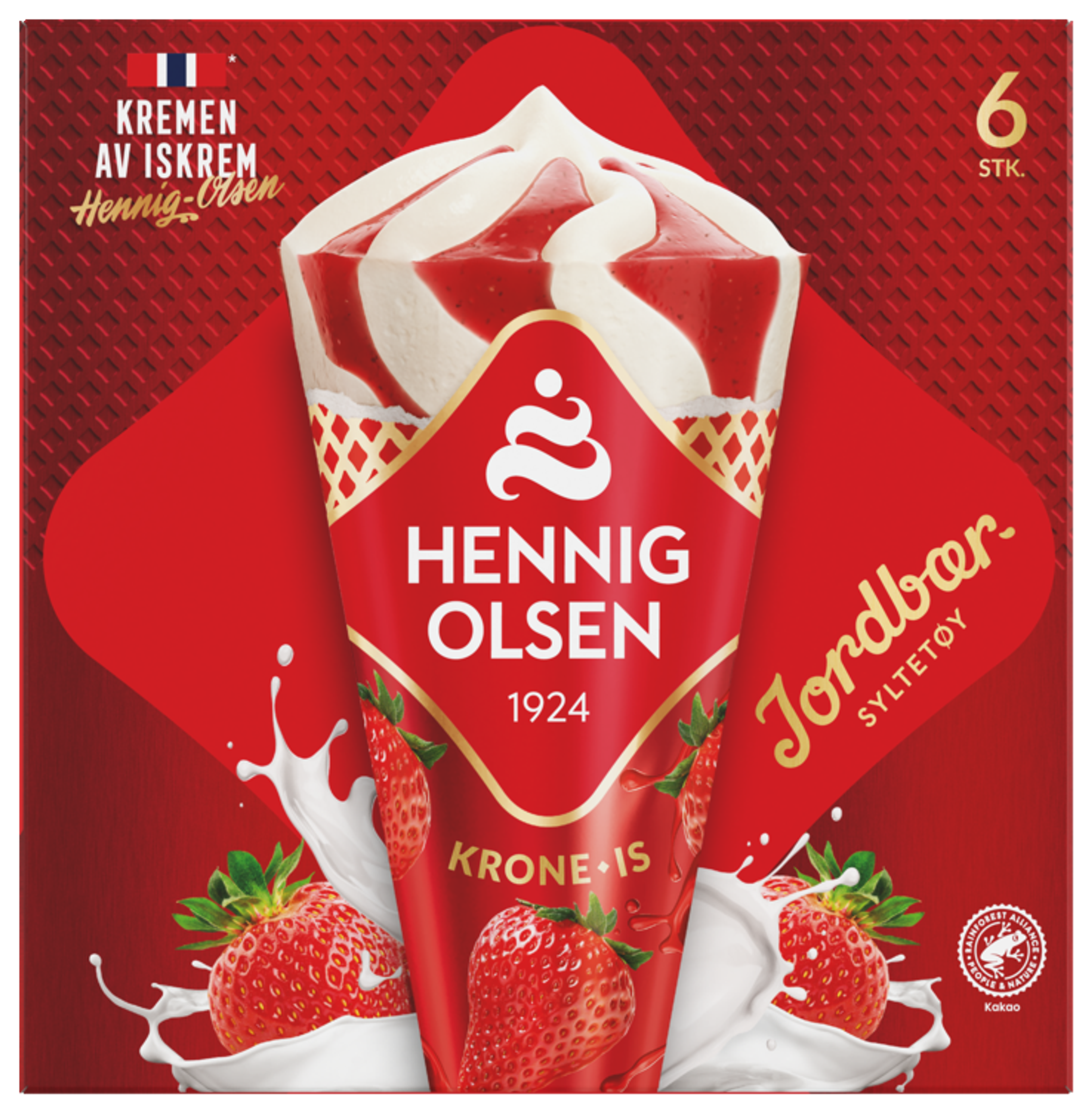 Krone-is Jordbær 6stk Multipack - 1N