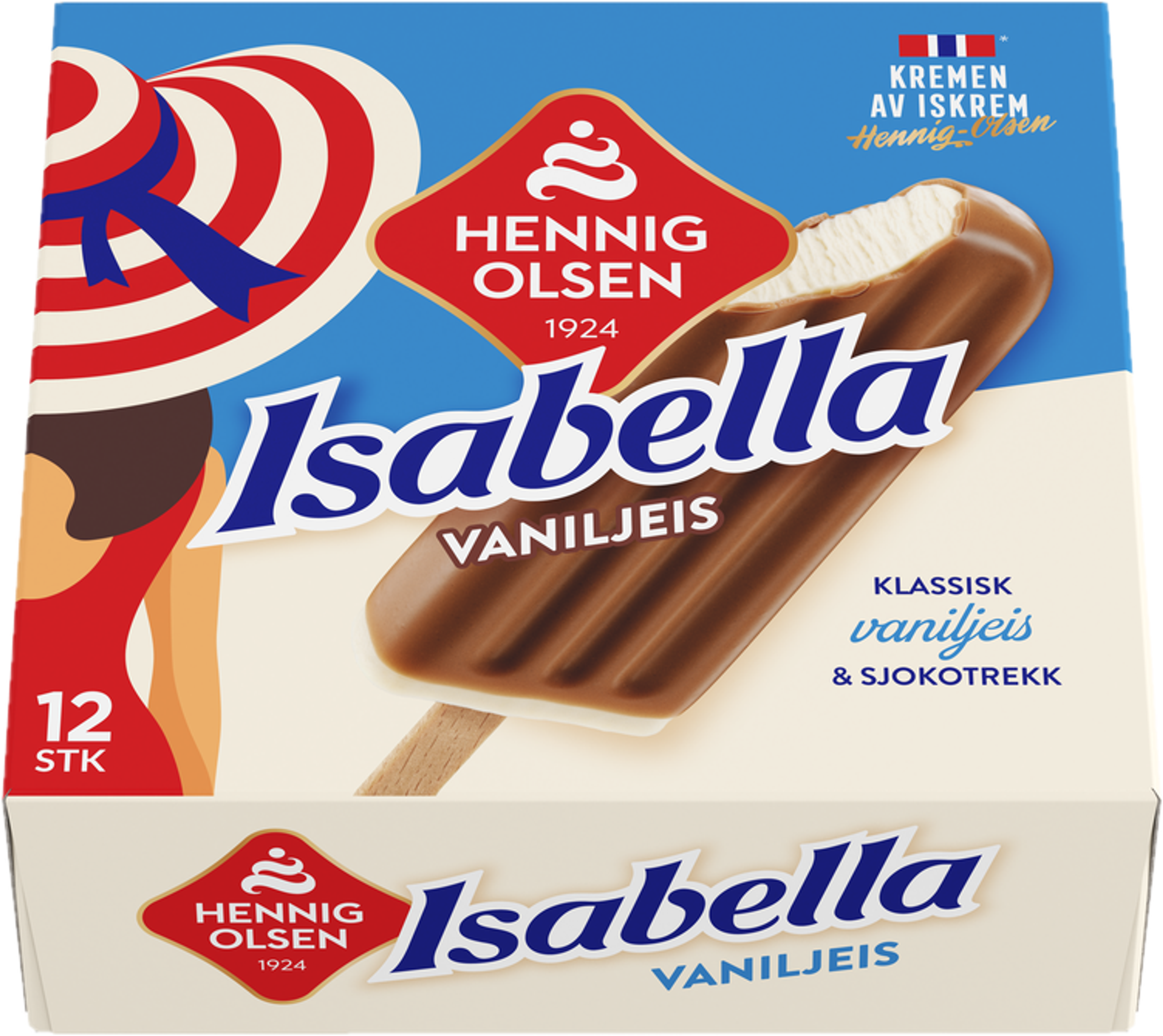 Isabella Vaniljeis med Sjokotrekk 12stk Fløteis - 1C