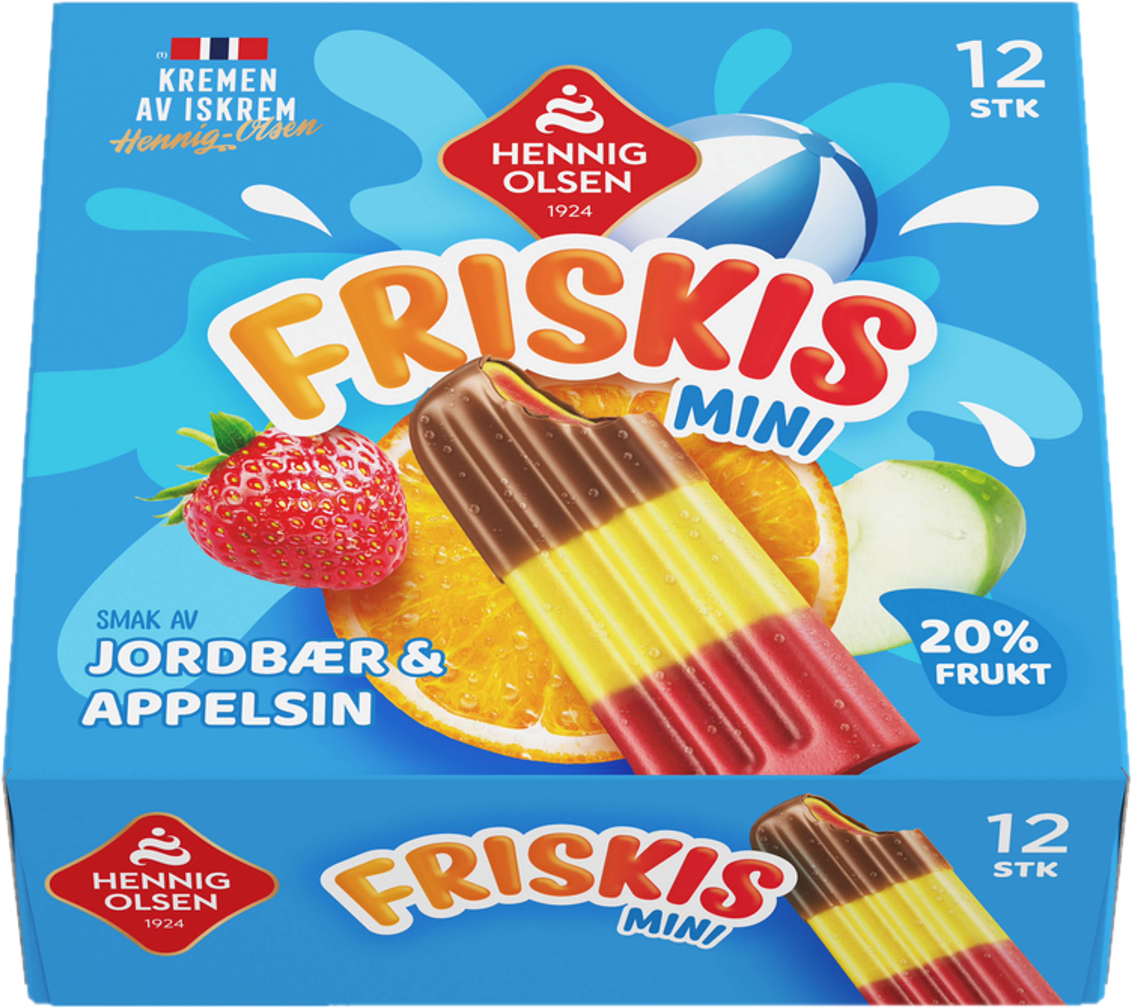 Friskis Appelsin og Jordbær Fruktis 12stk 20% Frukt - 1C