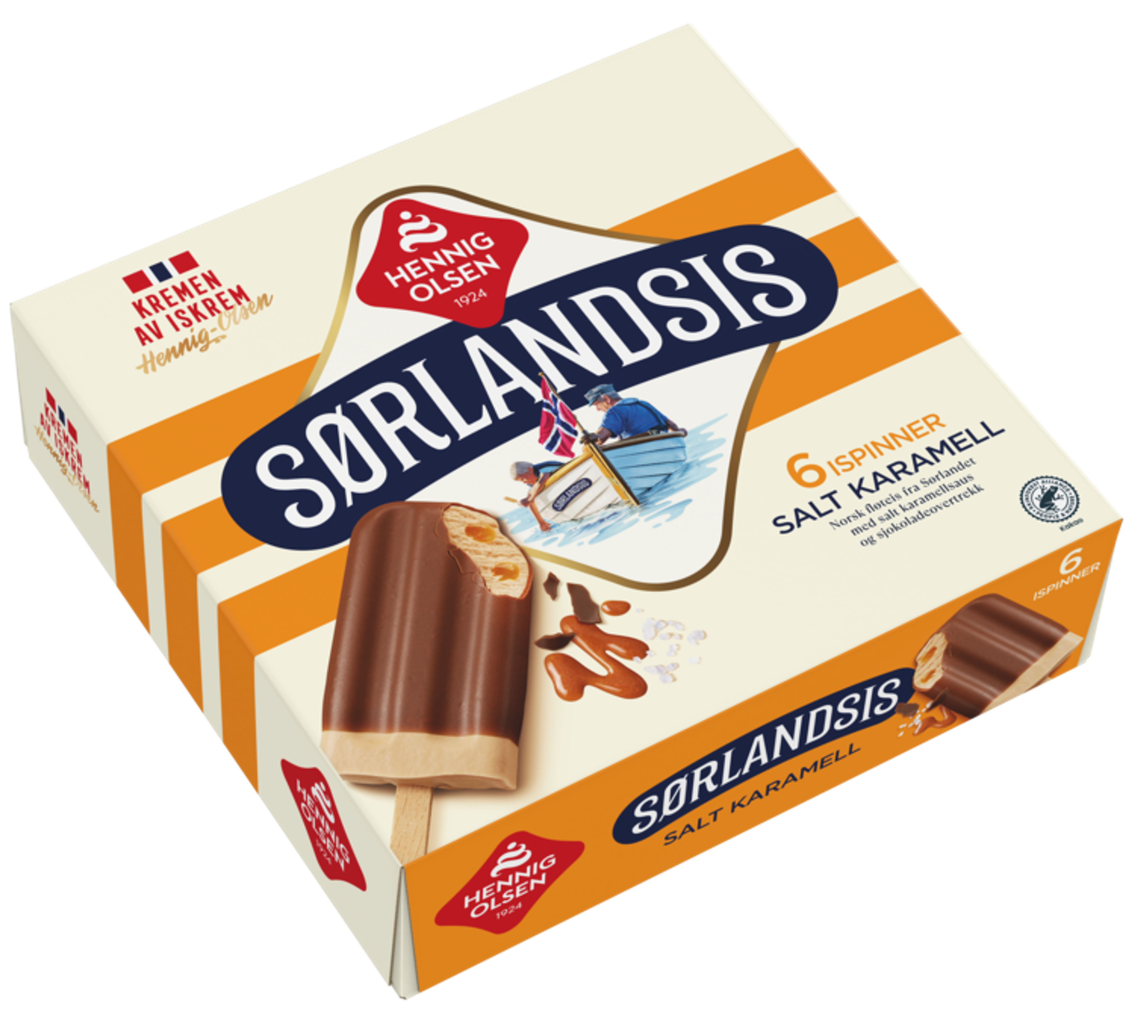 Sørlandsis Salt Karamell 6 Stk, Fløteis - 1L