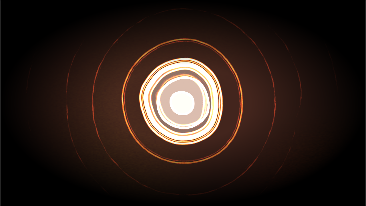 Ein pulsierendes Licht auf einem warmen Hintergrund, das mit jedem Puls kleine Wellen aussendet. Im Projekt steht das Licht für das eigene Herz.