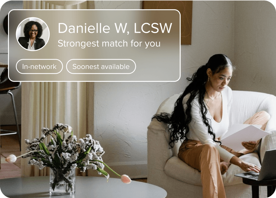 SonderMind matching quiz screen for selecting therapy preferences