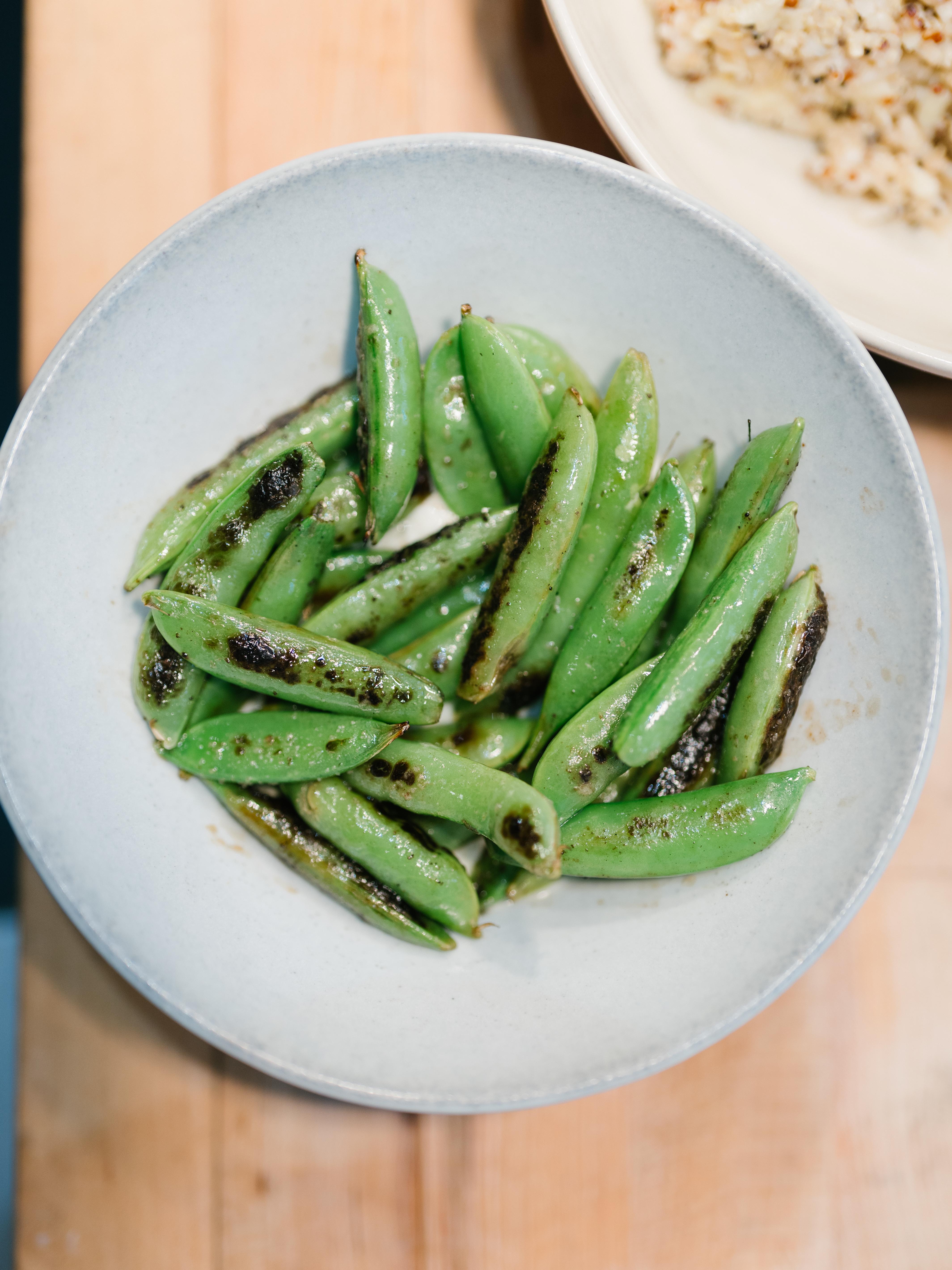 Plated summer peas.