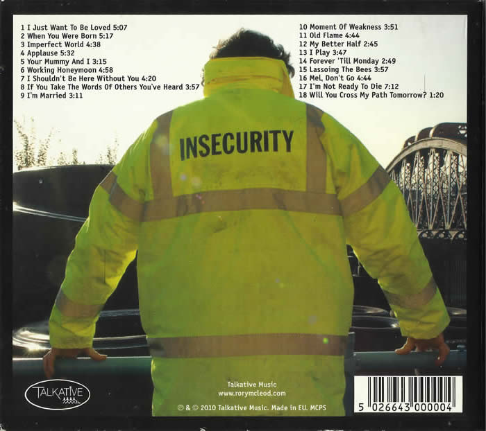 Rory wearing yellow jacket that say 'Insecurity' on the back.