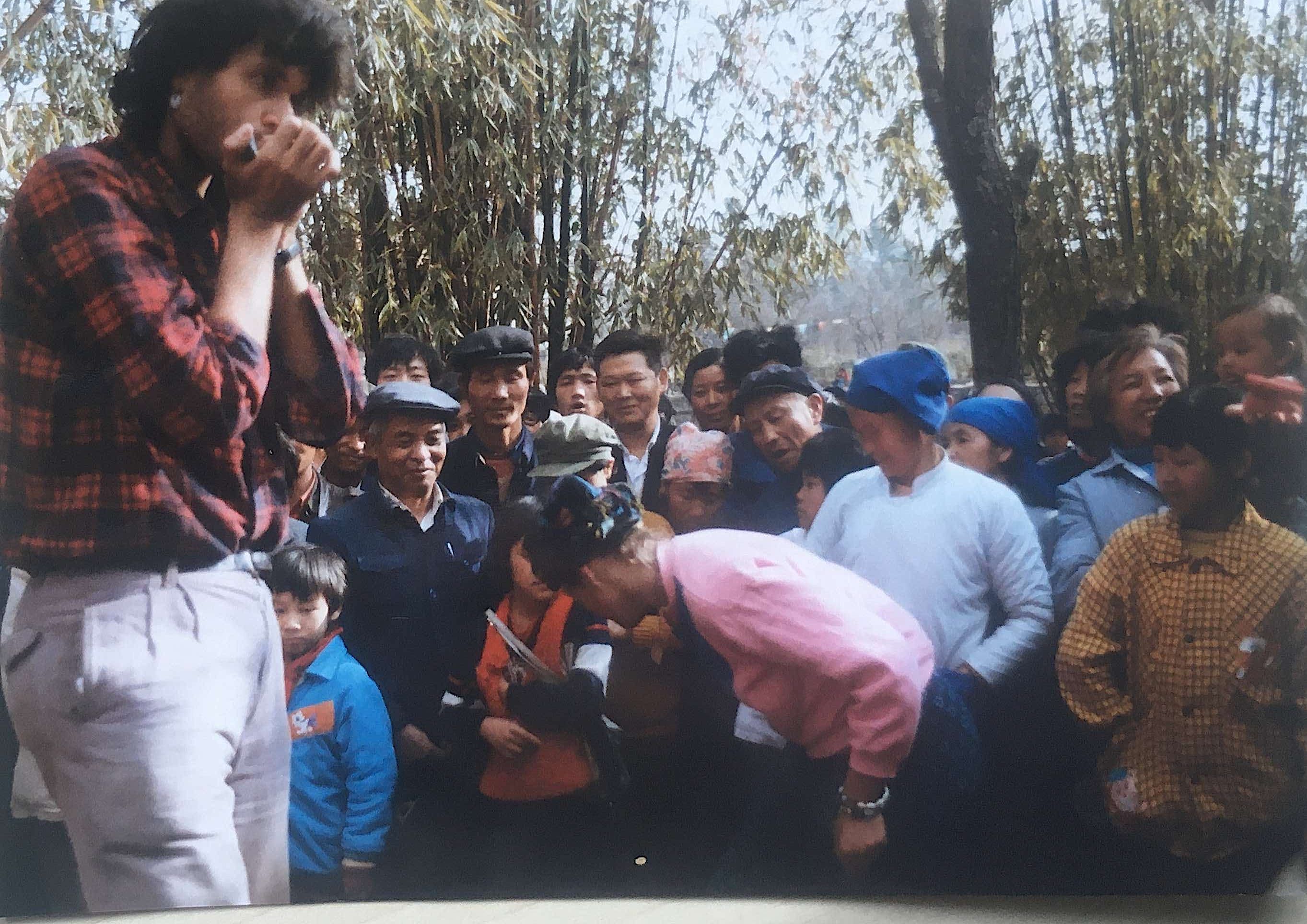 Busking for friendship and camaraderie in Kunming China. 1987