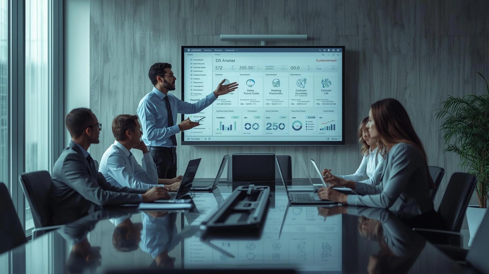 CodeAutomation consultants work with a business team to plan, customize, and support an Odoo ERP system, showing CRM, inventory, and sales workflows on screen to reflect expert Odoo implementation, customization, and long-term optimization for growing businesses.