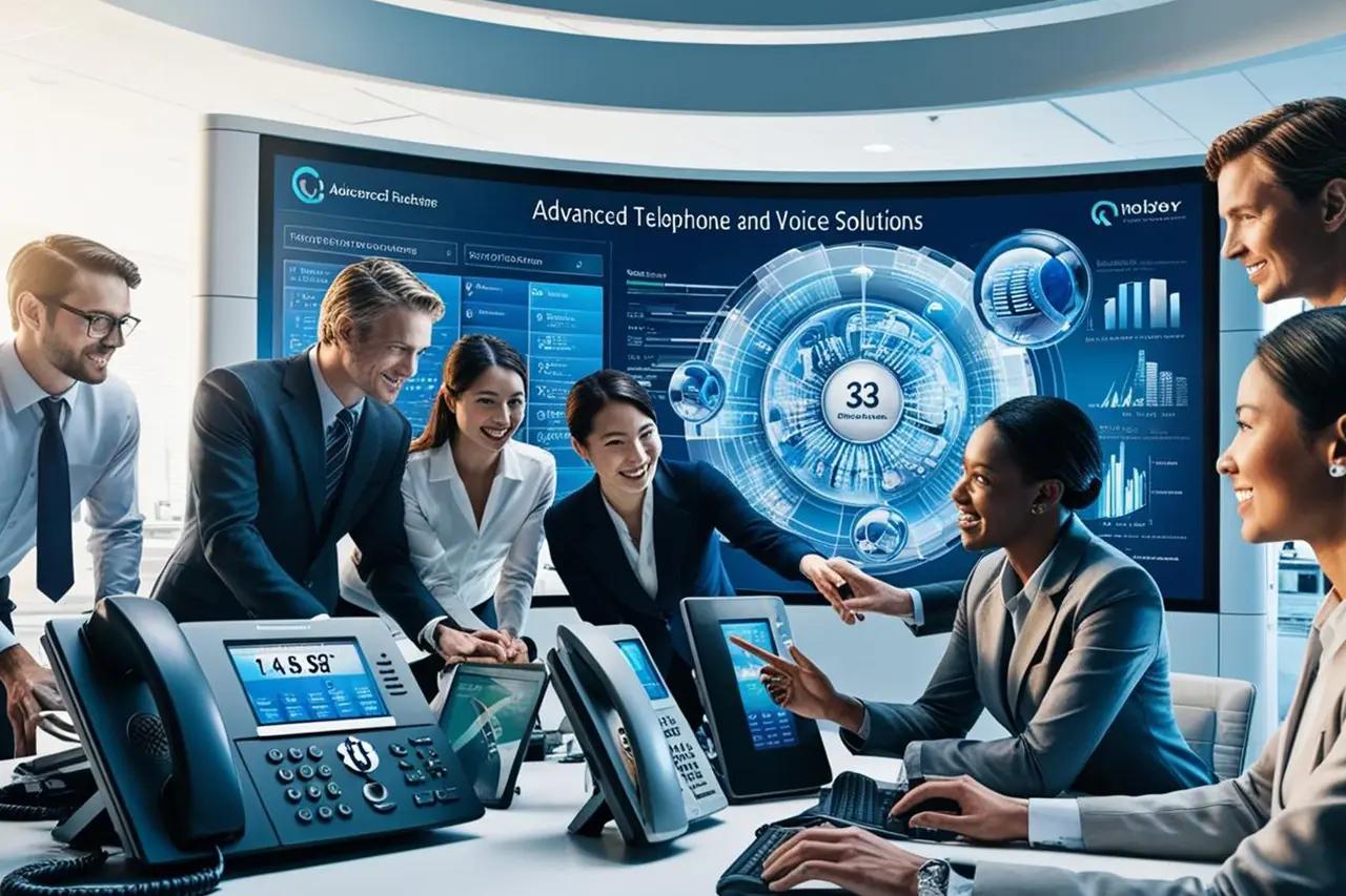 Team of business professionals collaborating on advanced telephone and voice solutions by CodeAutomation.ai, elevating communication strategy and transforming customer interactions.
