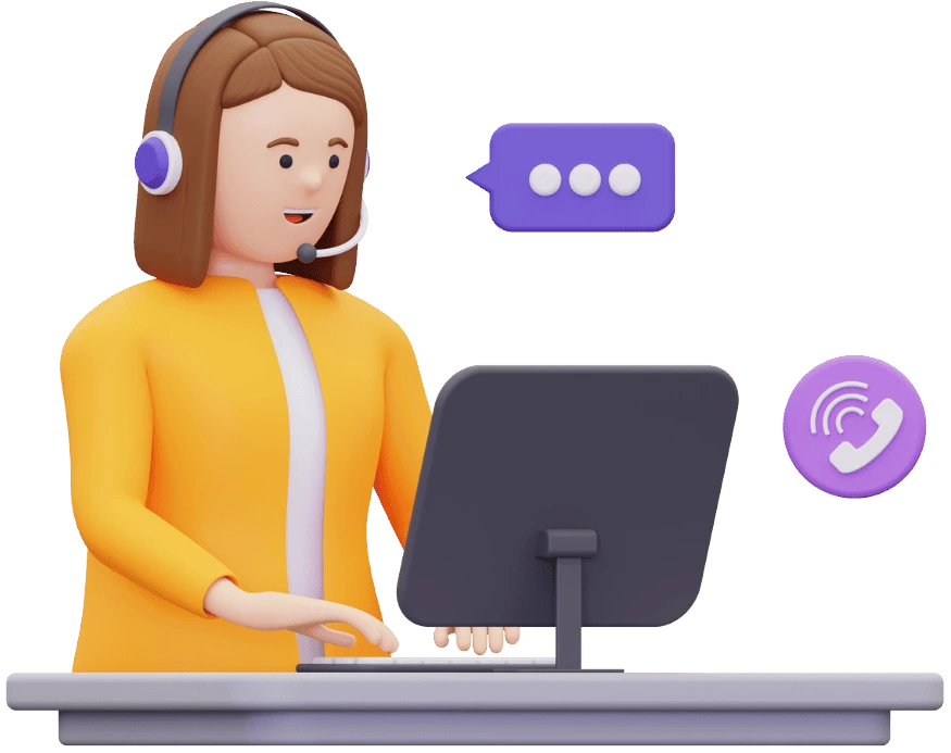 Illustration of a customer support representative engaging with clients through chat and call, symbolizing CodeAutomation.ai’s commitment to seamless communication 