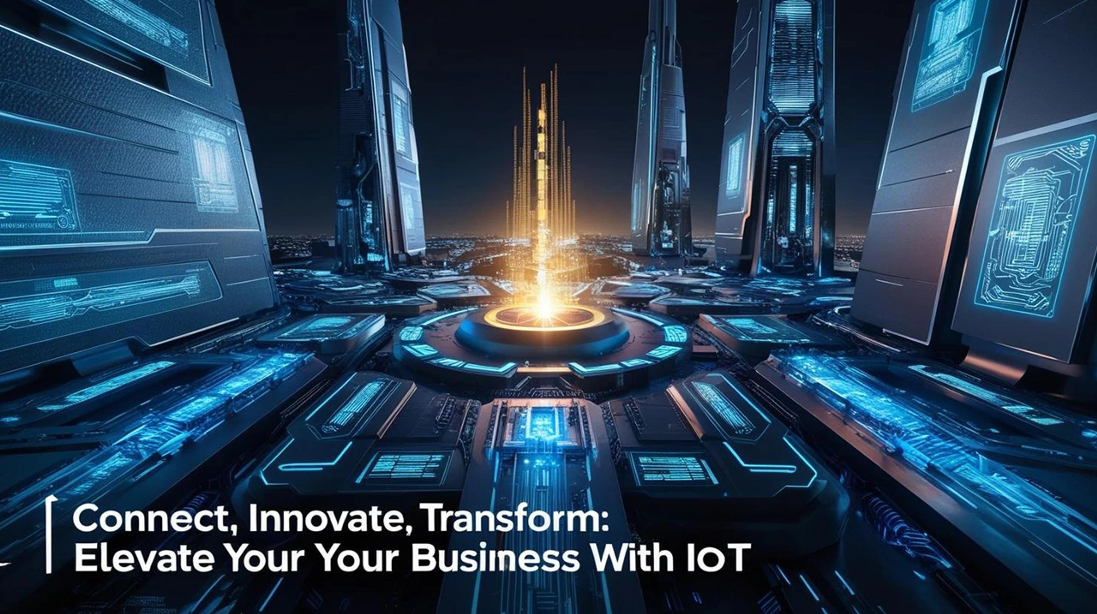 Futuristic cityscape showcasing IoT innovations from CodeAutomation.ai, empowering businesses to connect, innovate, and transform.