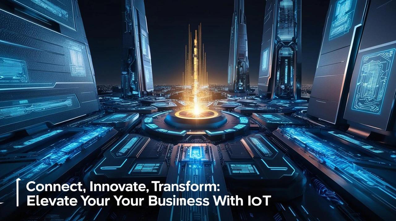 Futuristic cityscape showcasing IoT innovations from CodeAutomation.ai, empowering businesses to connect, innovate, and transform.