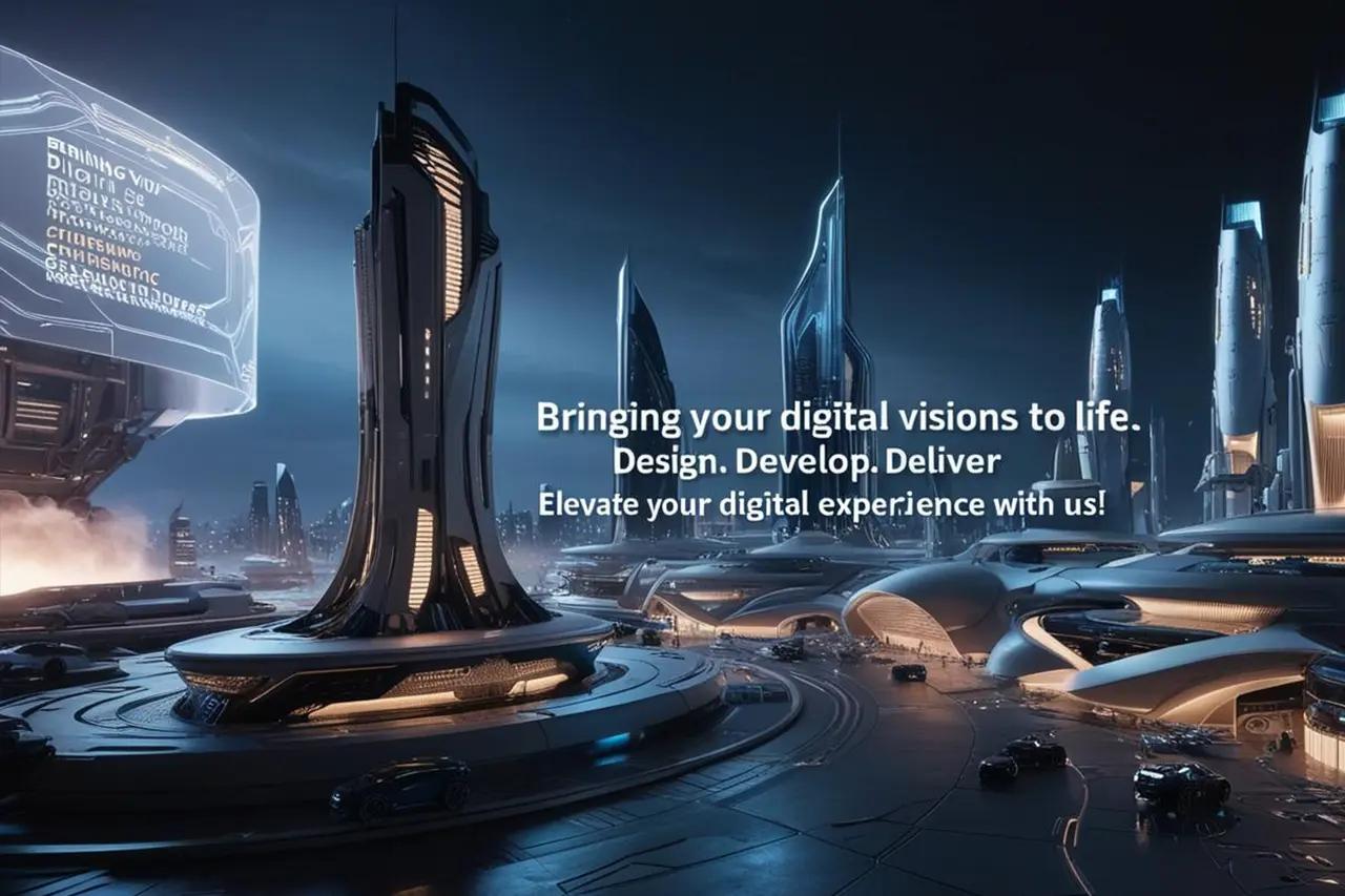 Futuristic cityscape illustrating CodeAutomation.ai, a US-based software consultancy, designing, developing, and delivering advanced digital experiences to bring visions to life.
