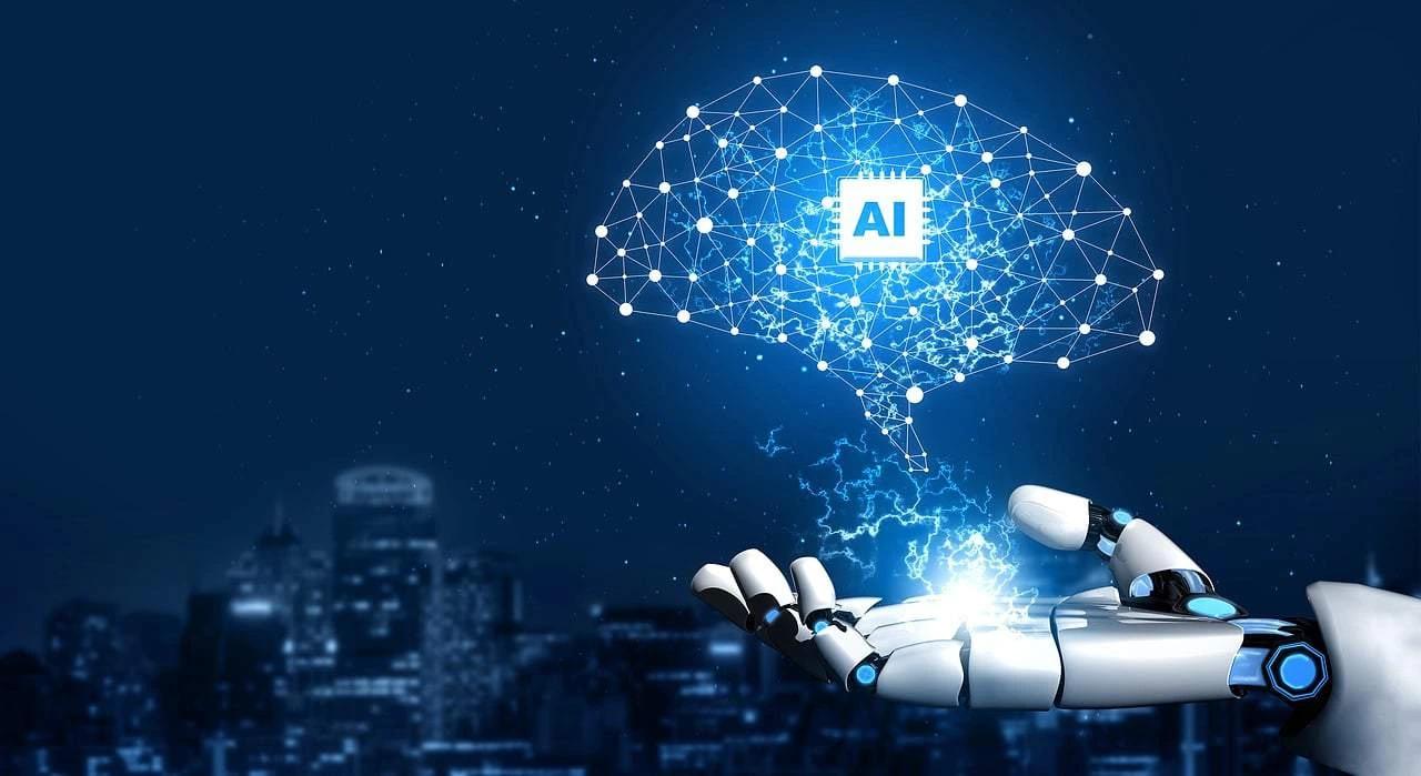 Robot hand holding a glowing AI brain network over a city, representing CodeAutomation.ai’s custom AI software development services: machine learning, NLP, predictive analytics, seamless integration, and measurable results. Learn more at 