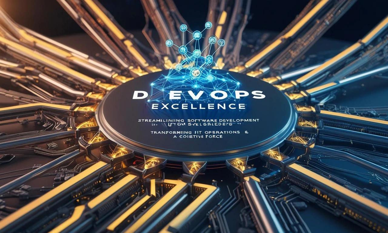 Futuristic DevOps technology visualization showcasing CodeAutomation.ai expertise in streamlining software development and IT operations with precision and agility.