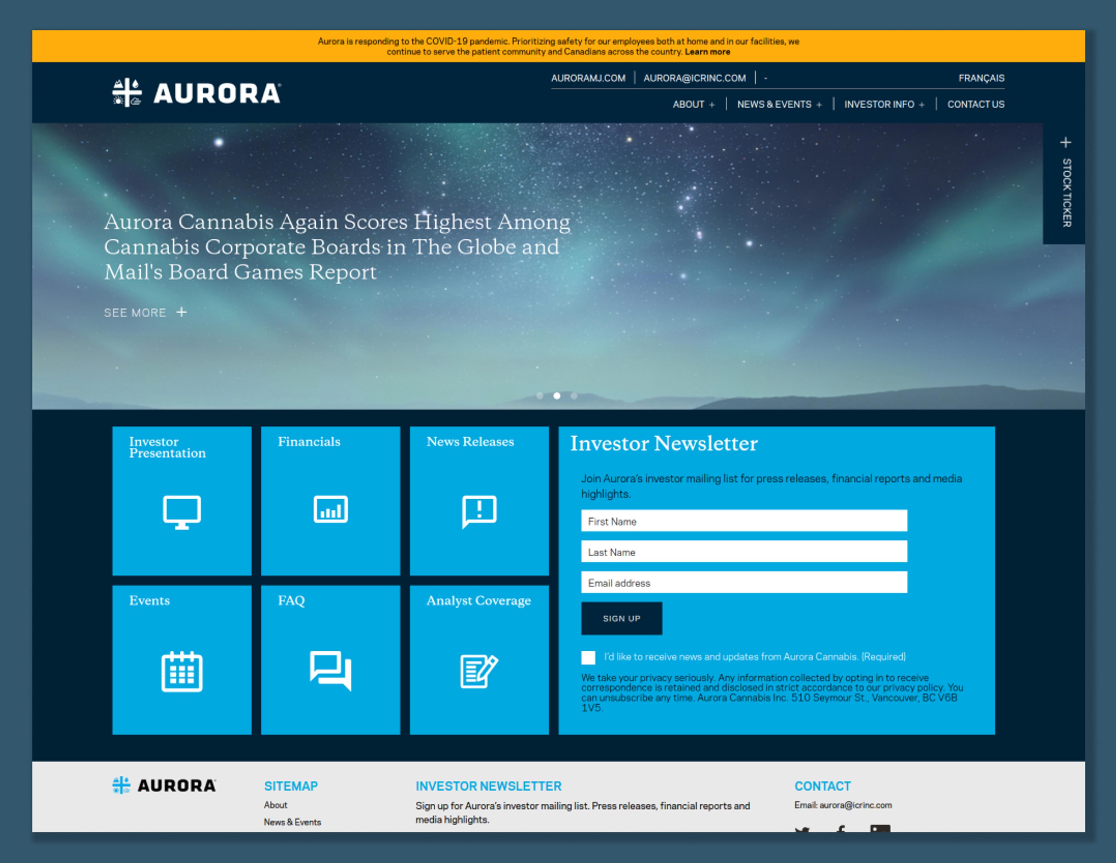 Aurora Investor Website