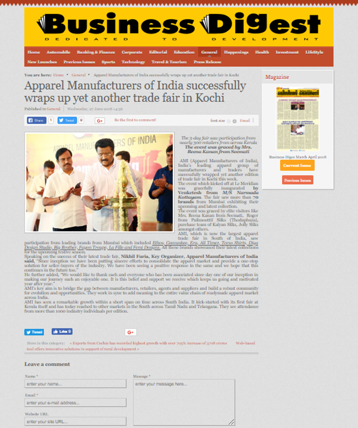 Business Digest Magazine press clipping