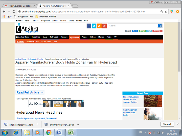 Andhra India Everyday press clipping