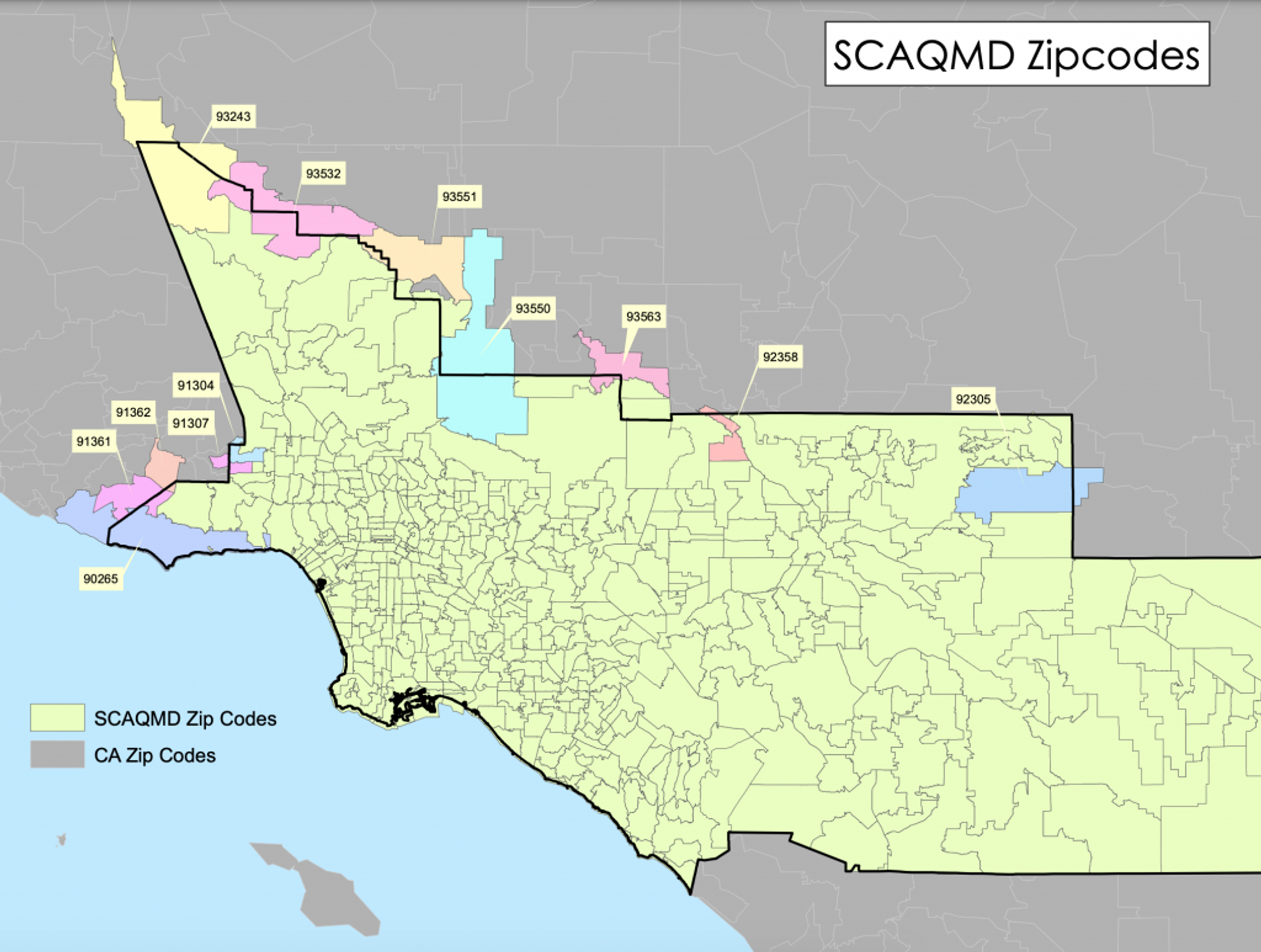 South Coast AQMD service area map