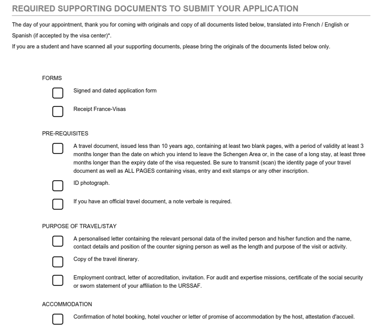 France VISA req1